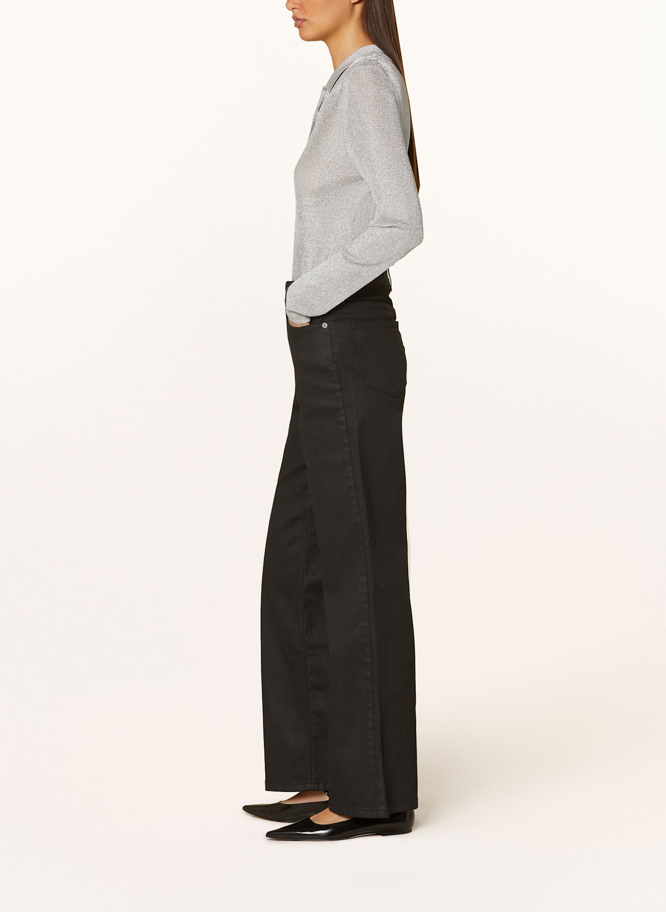 SELECTED Femme Straight Jeans: Black Denim/COATED