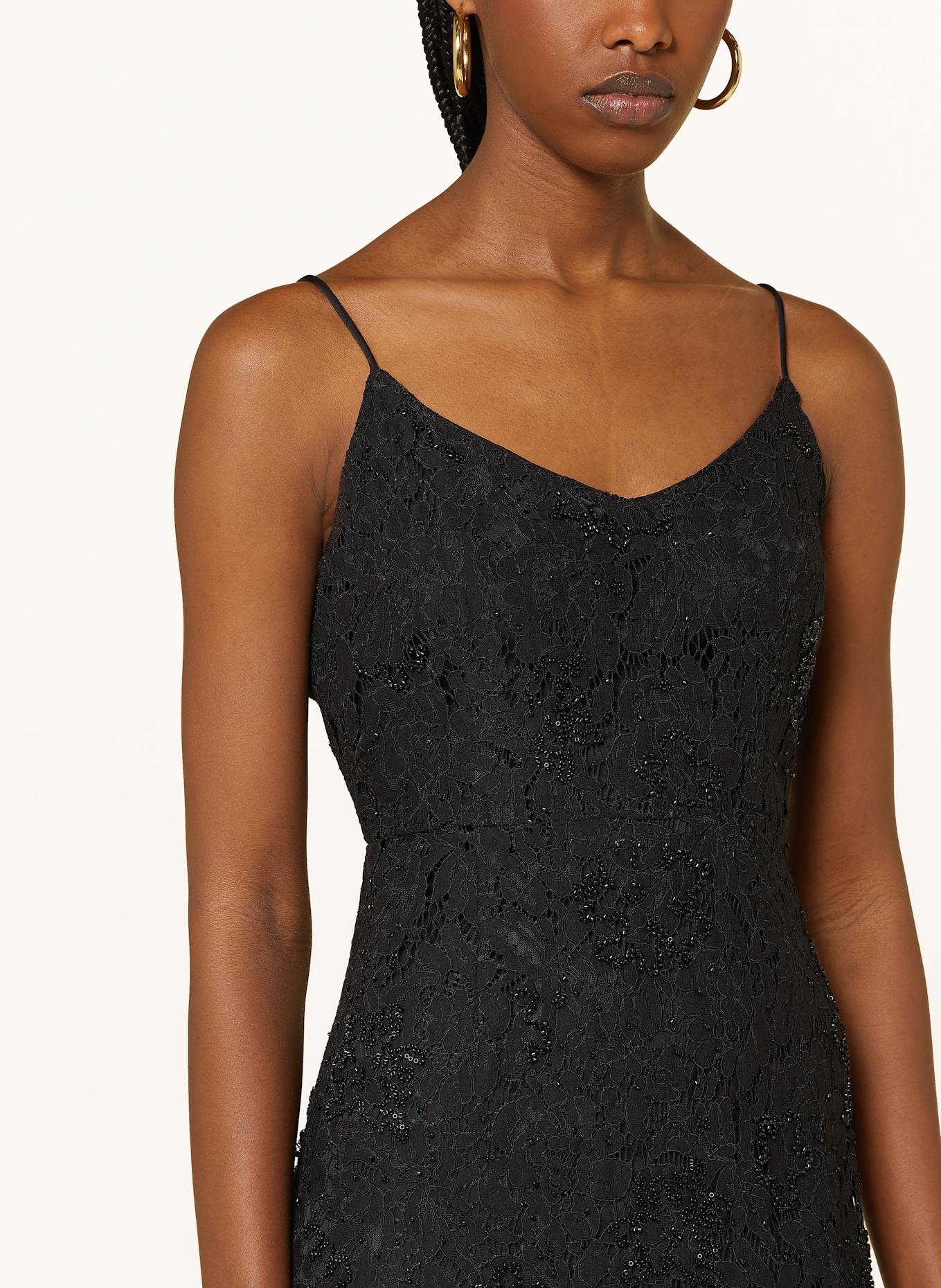 SELECTED Femme Robe en dentelle avec pierres décoratives: NOIR