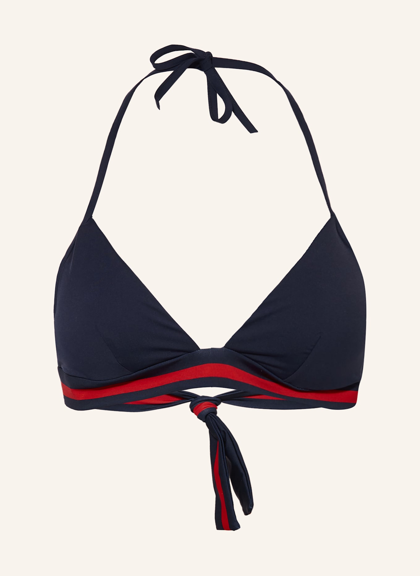 VILEBREQUIN SOLID FLECHE triangle bikini top: DARK BLUE / RED