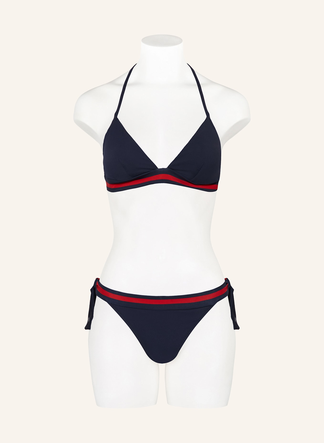 VILEBREQUIN SOLID FLECHE triangle bikini top: DARK BLUE / RED