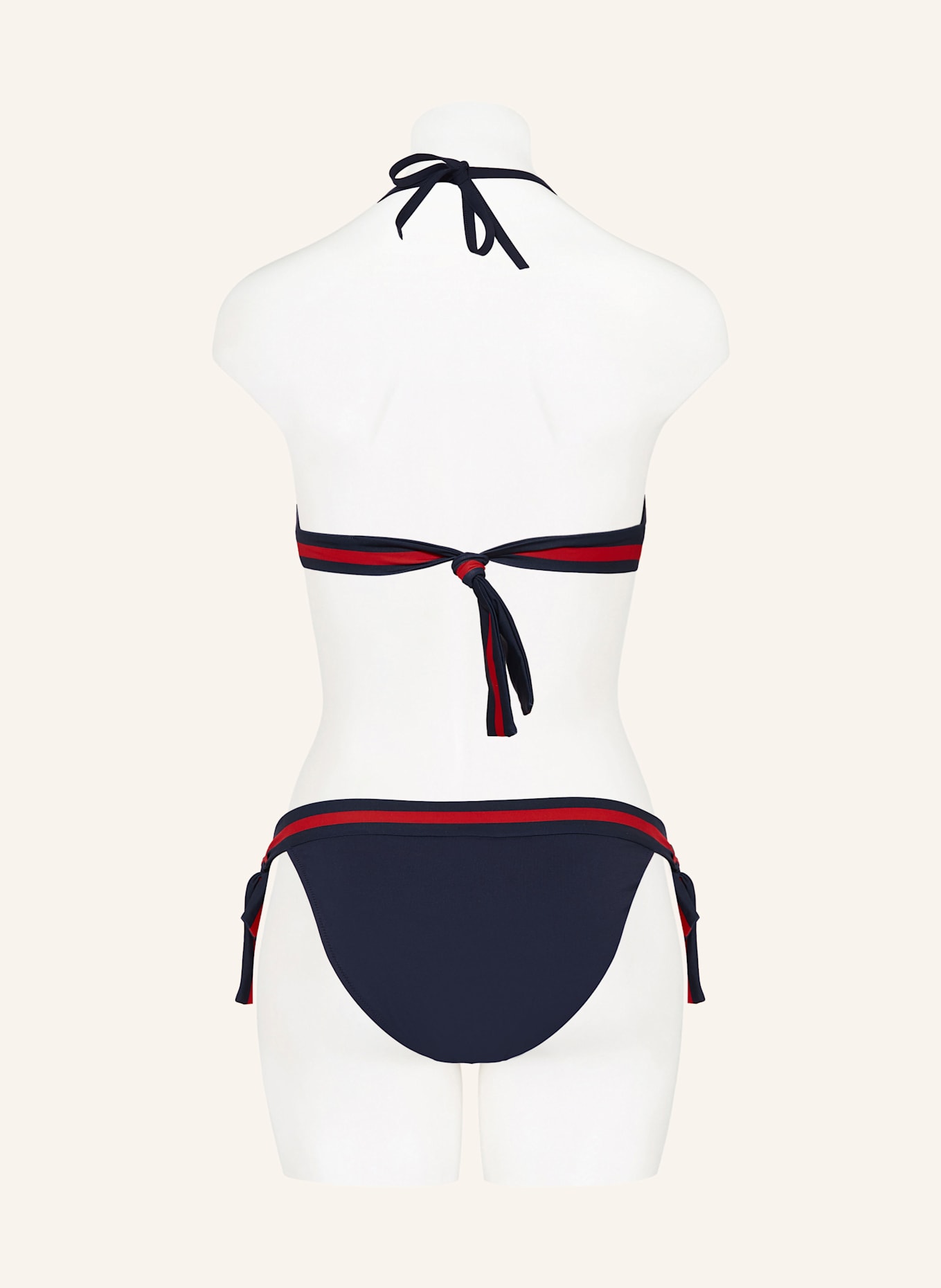 VILEBREQUIN SOLID FLECHE triangle bikini top: DARK BLUE / RED