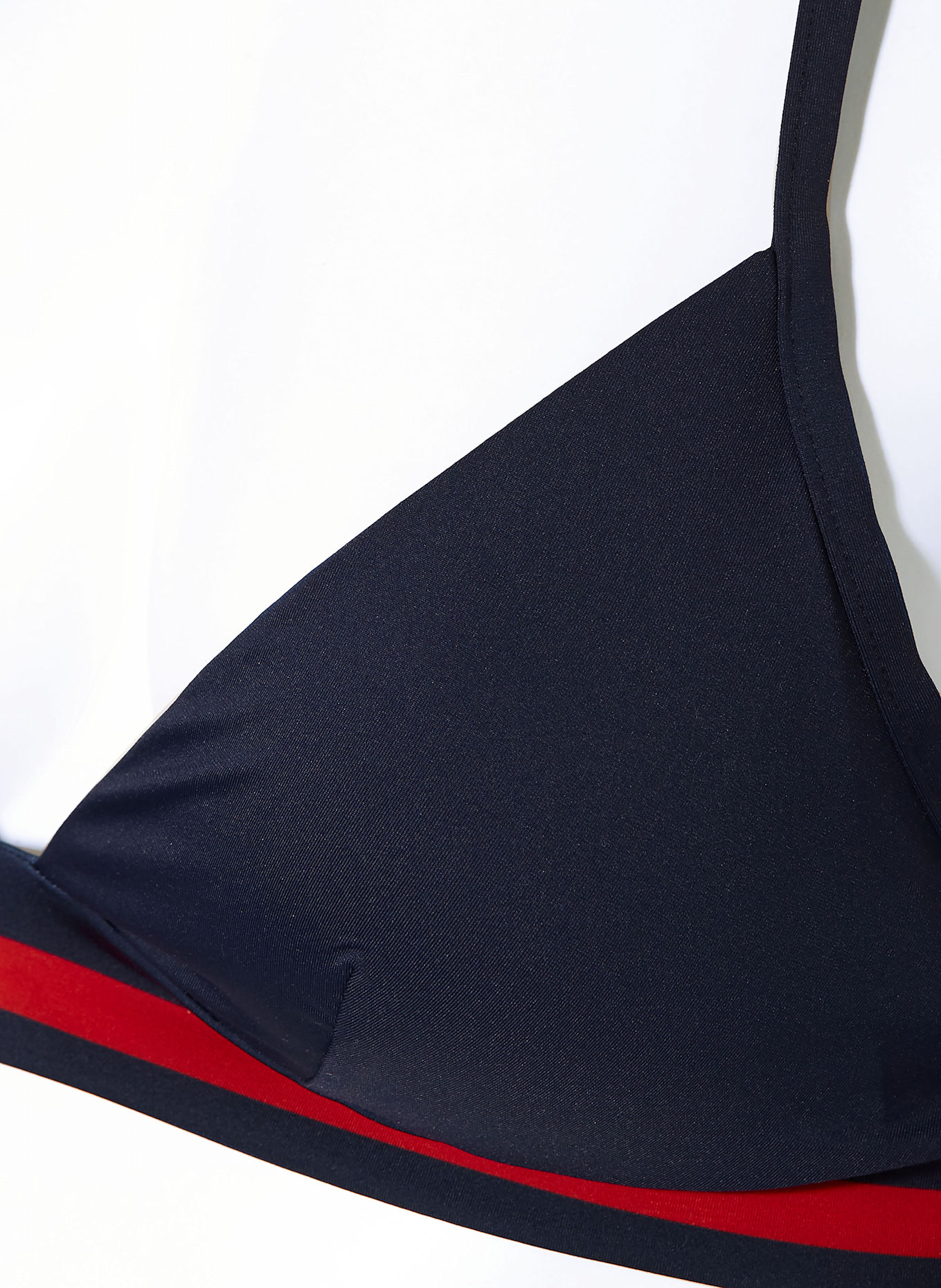 VILEBREQUIN SOLID FLECHE triangle bikini top: DARK BLUE / RED