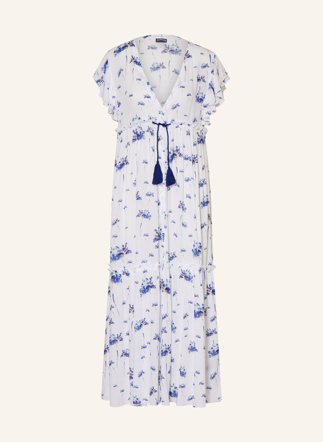 VILEBREQUIN HERBIER SHINY BILTIS beach dress in white dark blue turquoise