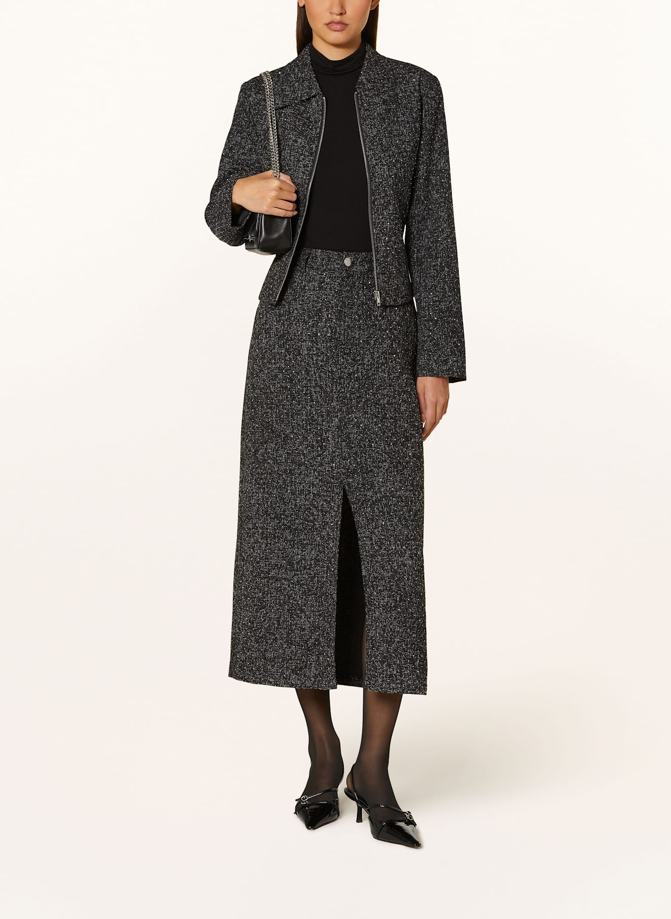 Y.A.S. Rock mit Schmucksteinen: SCHWARZ / SILBER