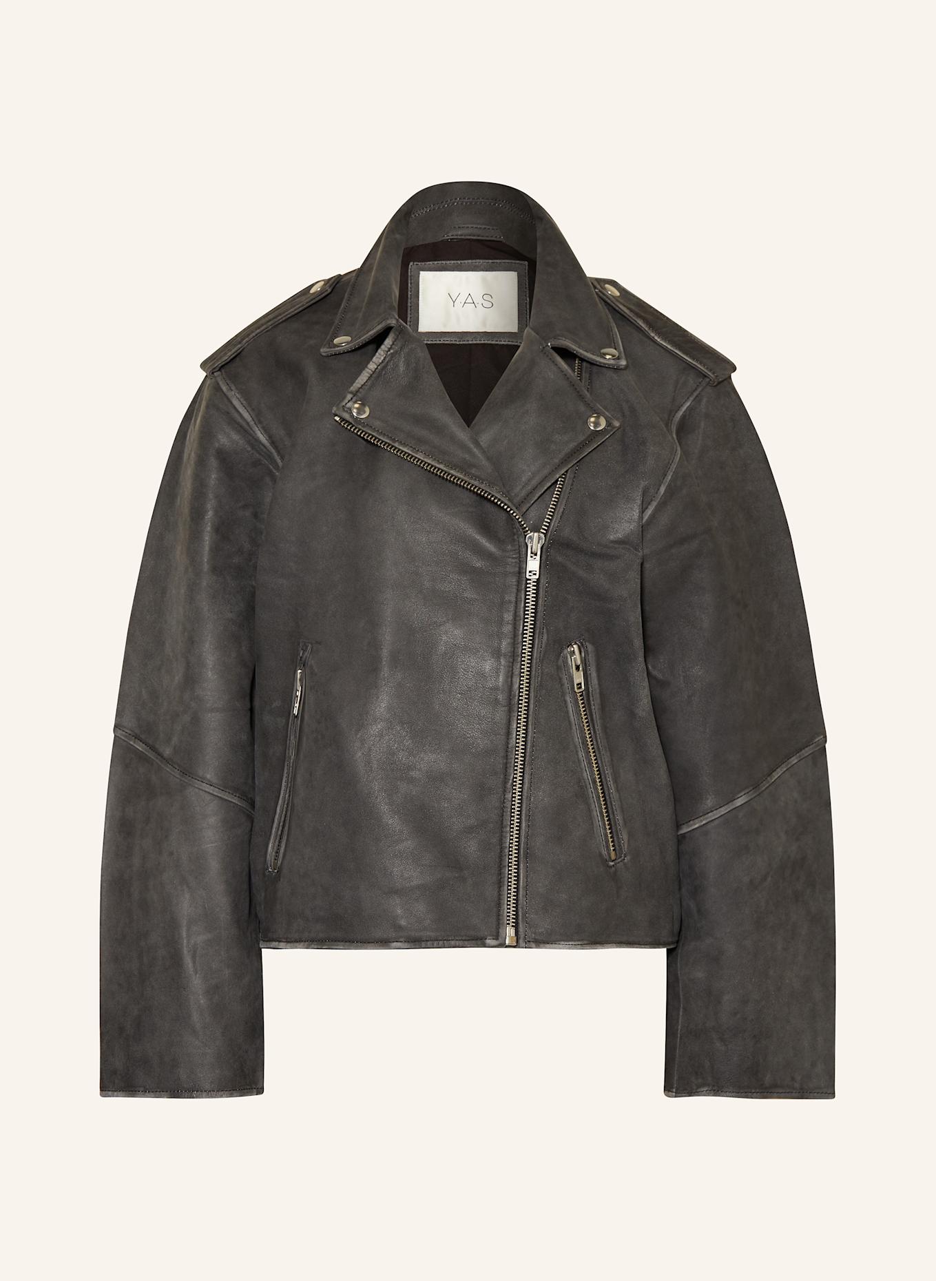 Lederjacke in dunkelgrau