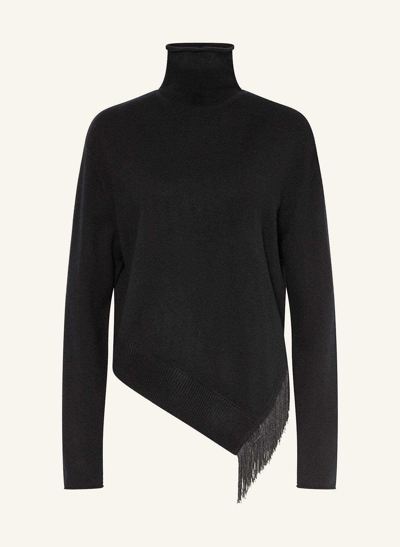 DOROTHEE SCHUMACHER Rollkragenpullover FRINGE STATEMENT mit Cashmere: SCHWARZ