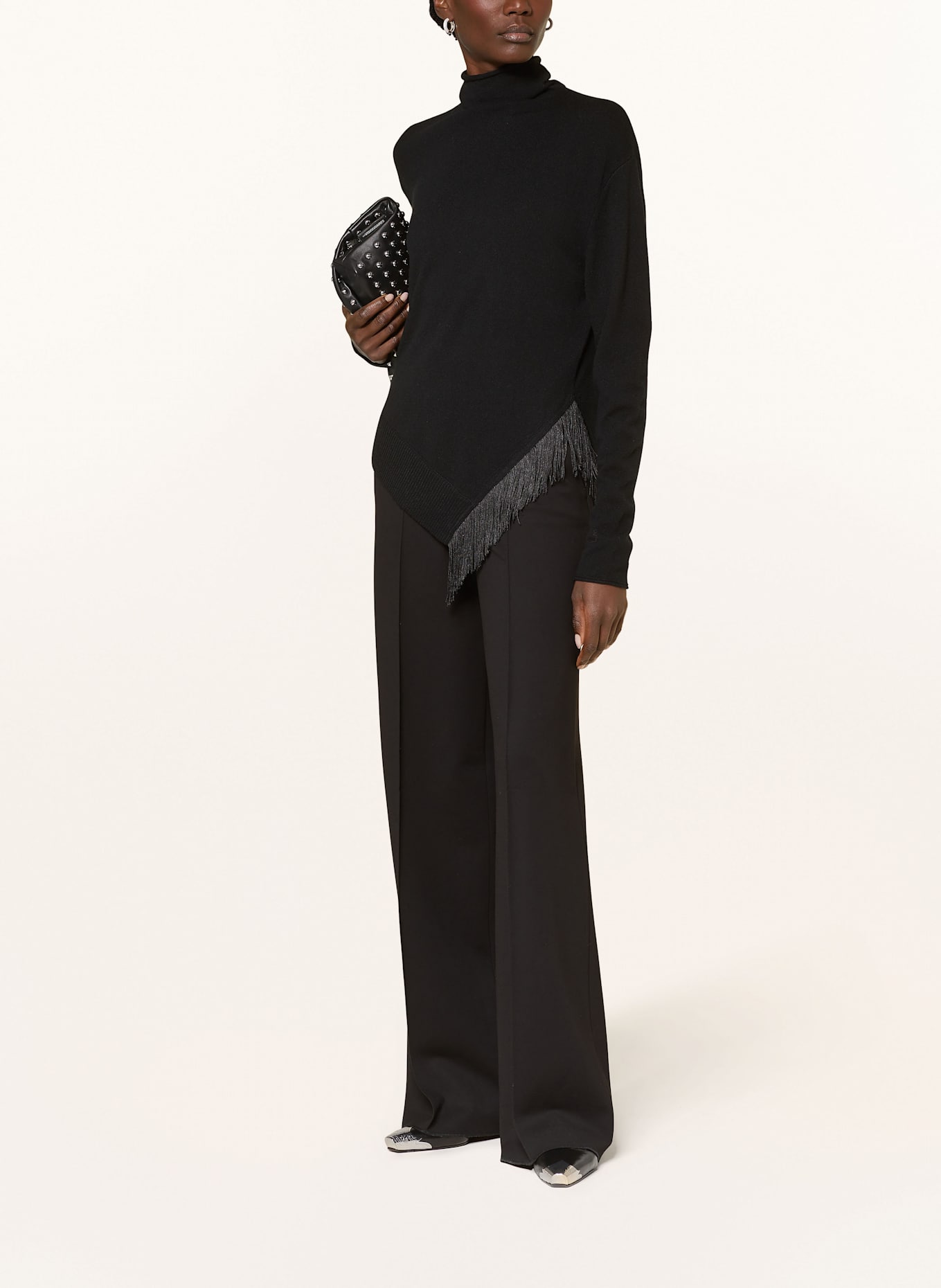 DOROTHEE SCHUMACHER Rollkragenpullover FRINGE STATEMENT mit Cashmere: SCHWARZ