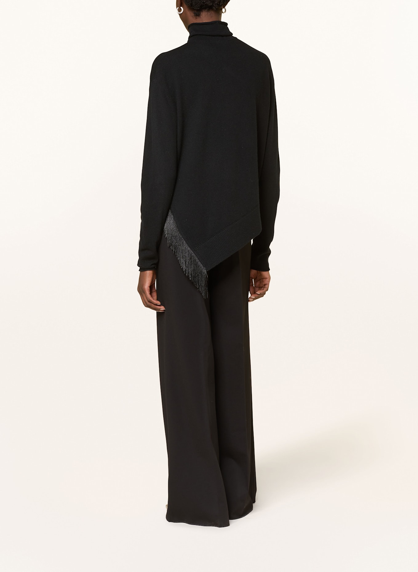 DOROTHEE SCHUMACHER Rollkragenpullover FRINGE STATEMENT mit Cashmere: SCHWARZ