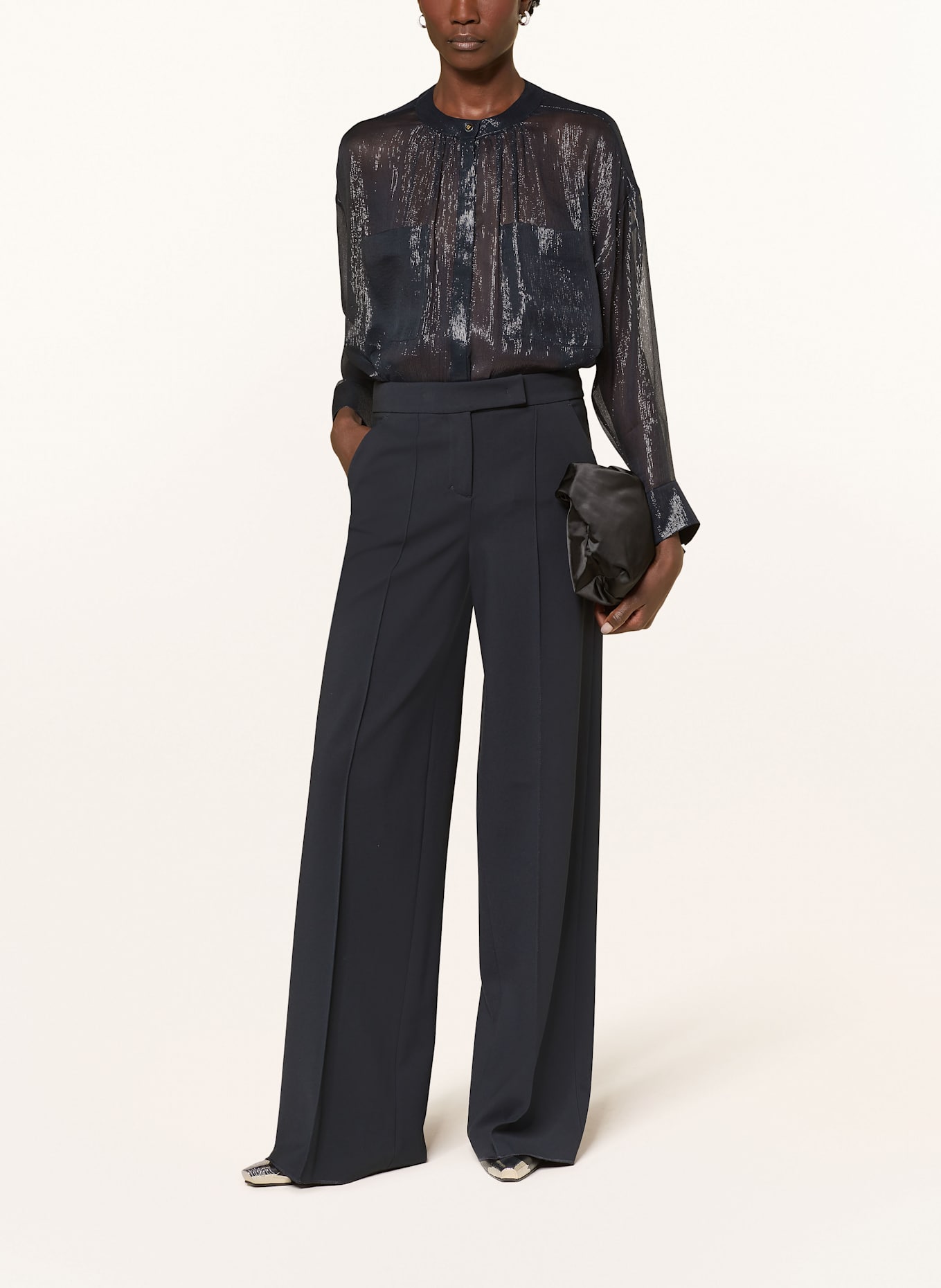 DOROTHEE SCHUMACHER Seidenbluse SHIMMERING SHINE: DUNKELBLAU/ SILBER