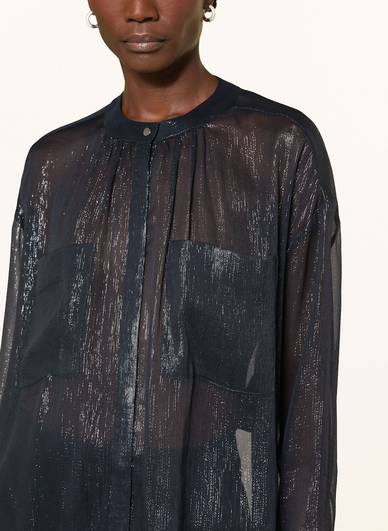DOROTHEE SCHUMACHER Seidenbluse SHIMMERING SHINE: DUNKELBLAU/ SILBER