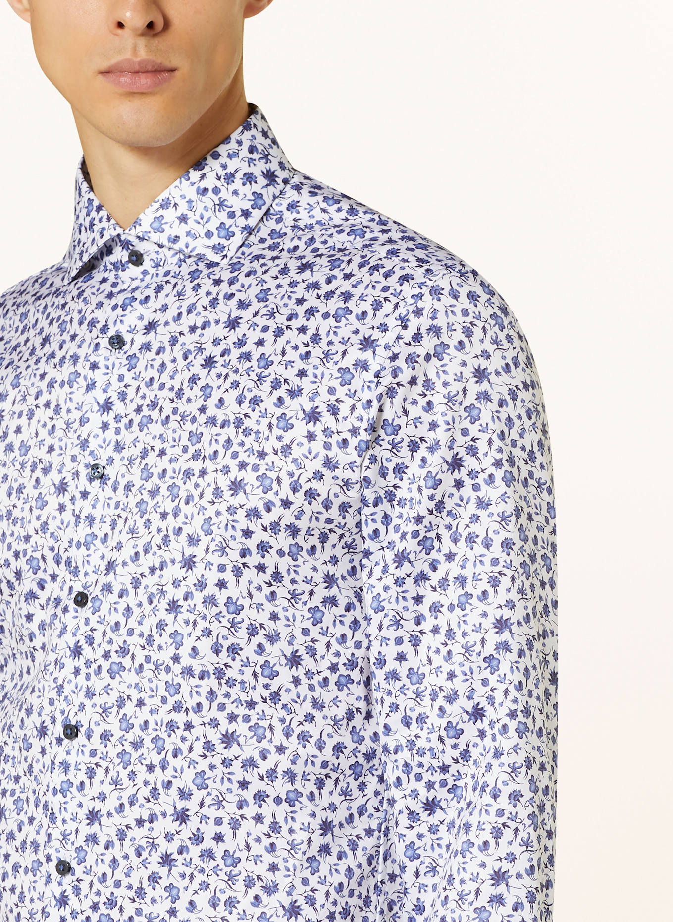 1863 by ETERNA Hemd Slim Fit: WEISS / LILA / SCHWARZ