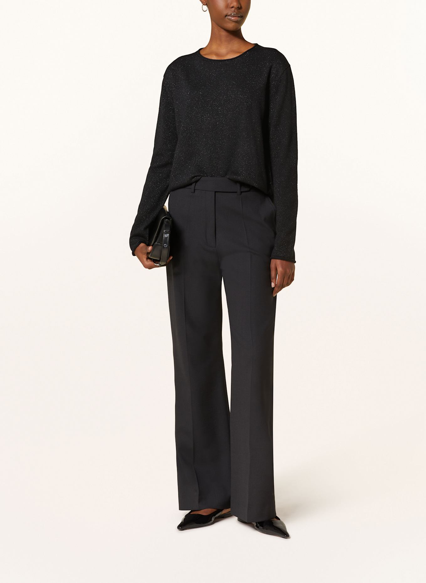 HEMISPHERE Pull en cachemire avec fil pailleté: NOIR