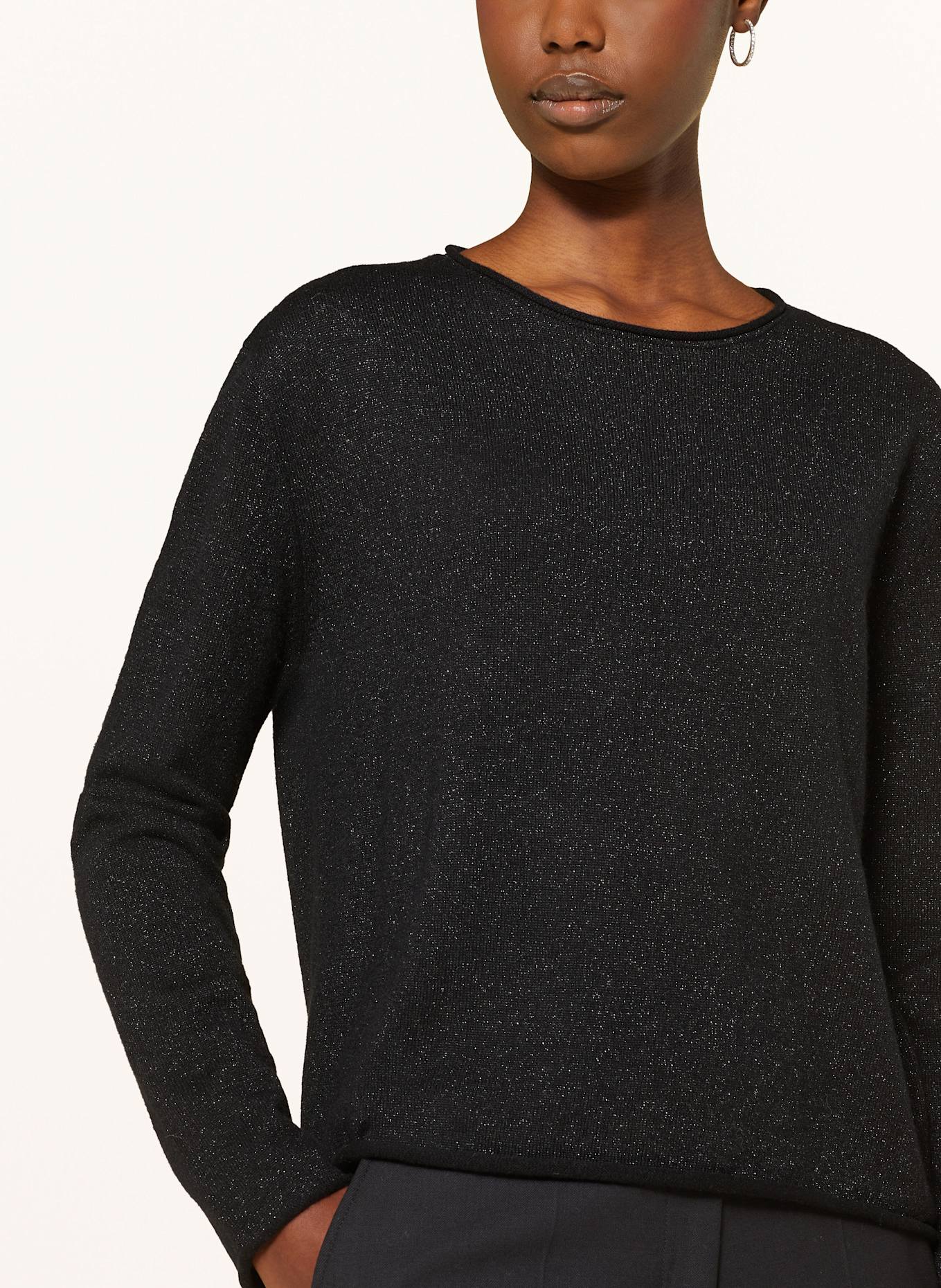 HEMISPHERE Pull en cachemire avec fil pailleté: NOIR