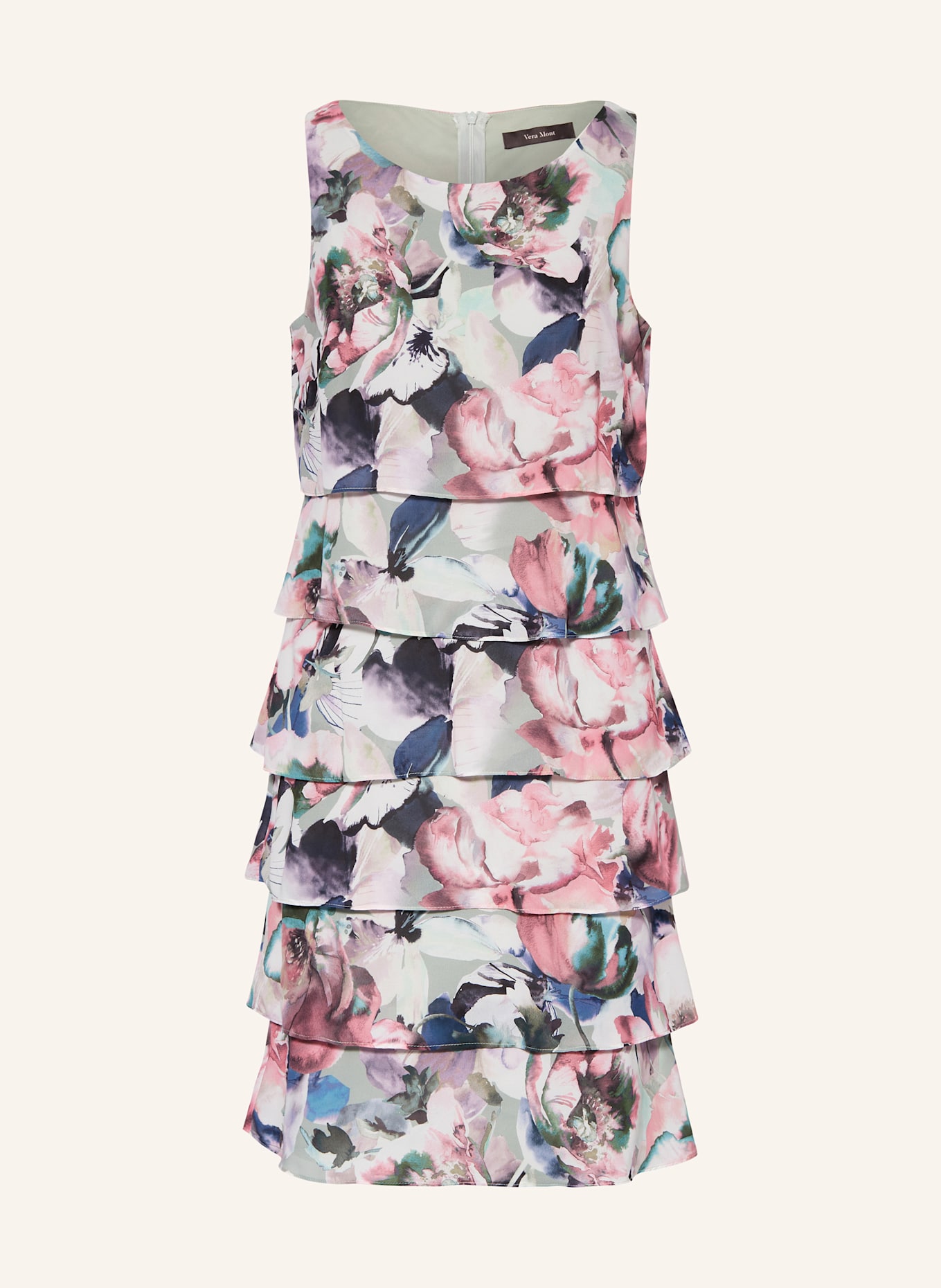 Vera Mont Cocktailkleid mit Volants: GRÜN / ROSÉ / DUNKELBLAU