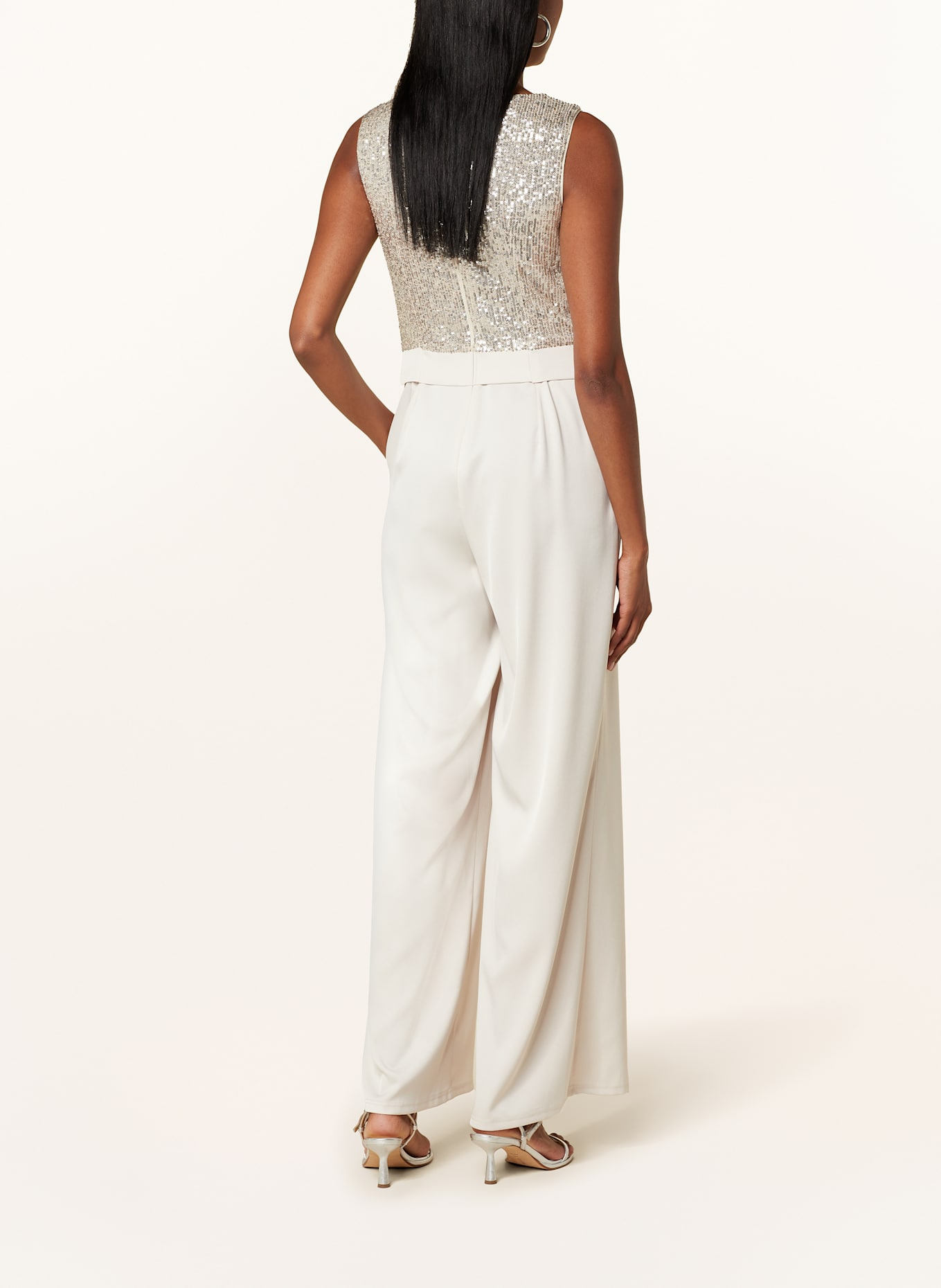 Vera Mont Jumpsuit mit Pailletten: BEIGE / CREME