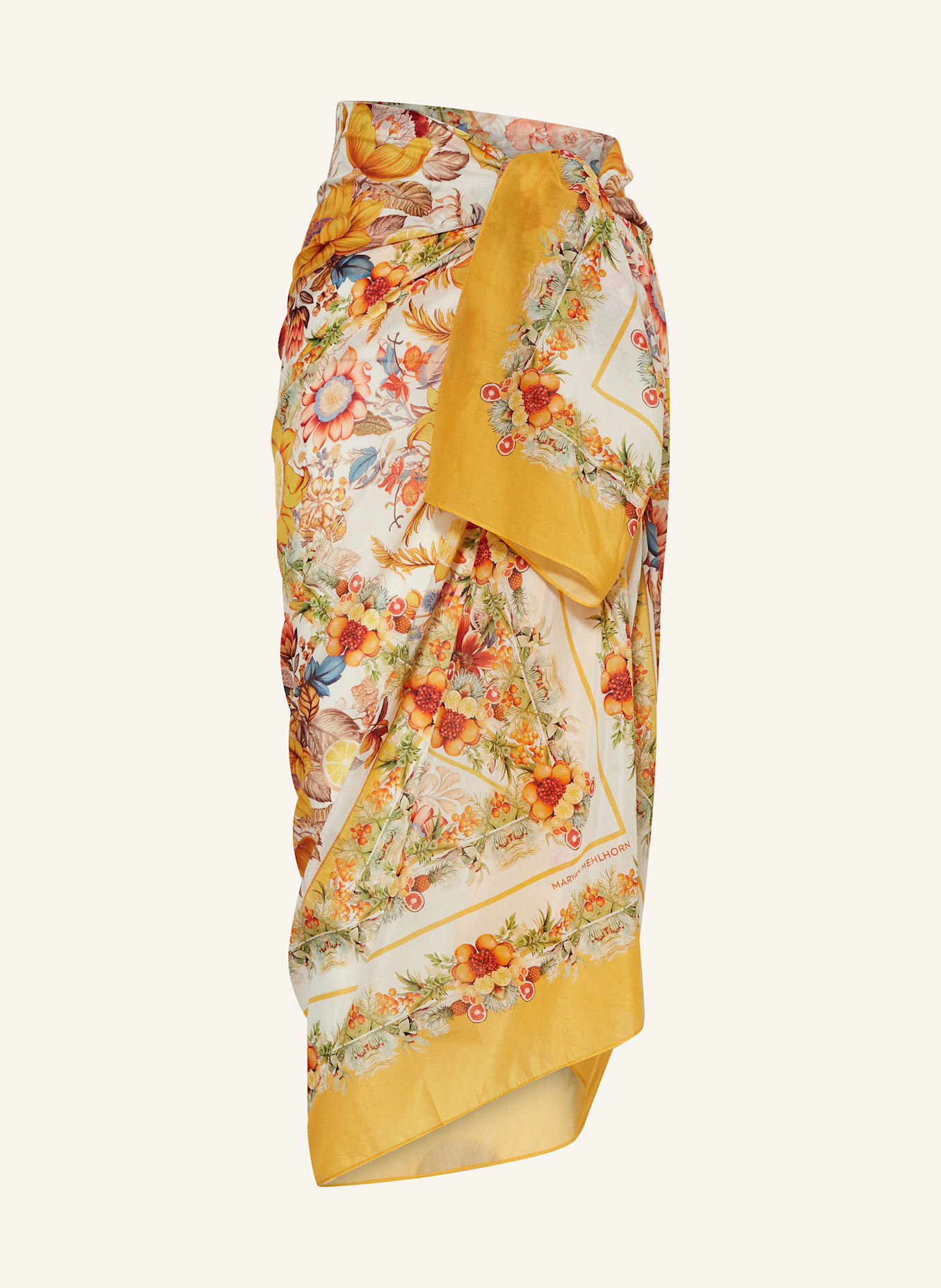 MARYAN MEHLHORN Pareo EXUBERANCE mit Seide: DUNKELGELB / WEISS / ORANGE