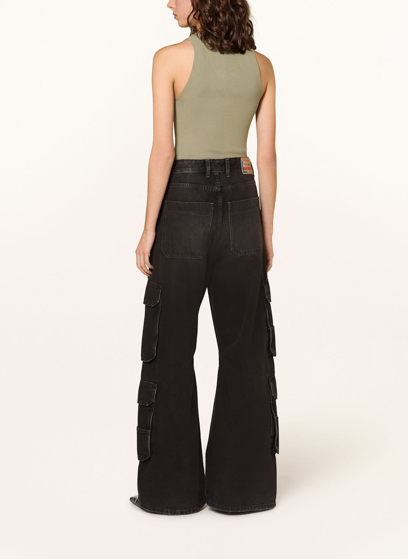 DIESEL Pletený top M-CADDIX-TOP s průstřihy: KHAKI