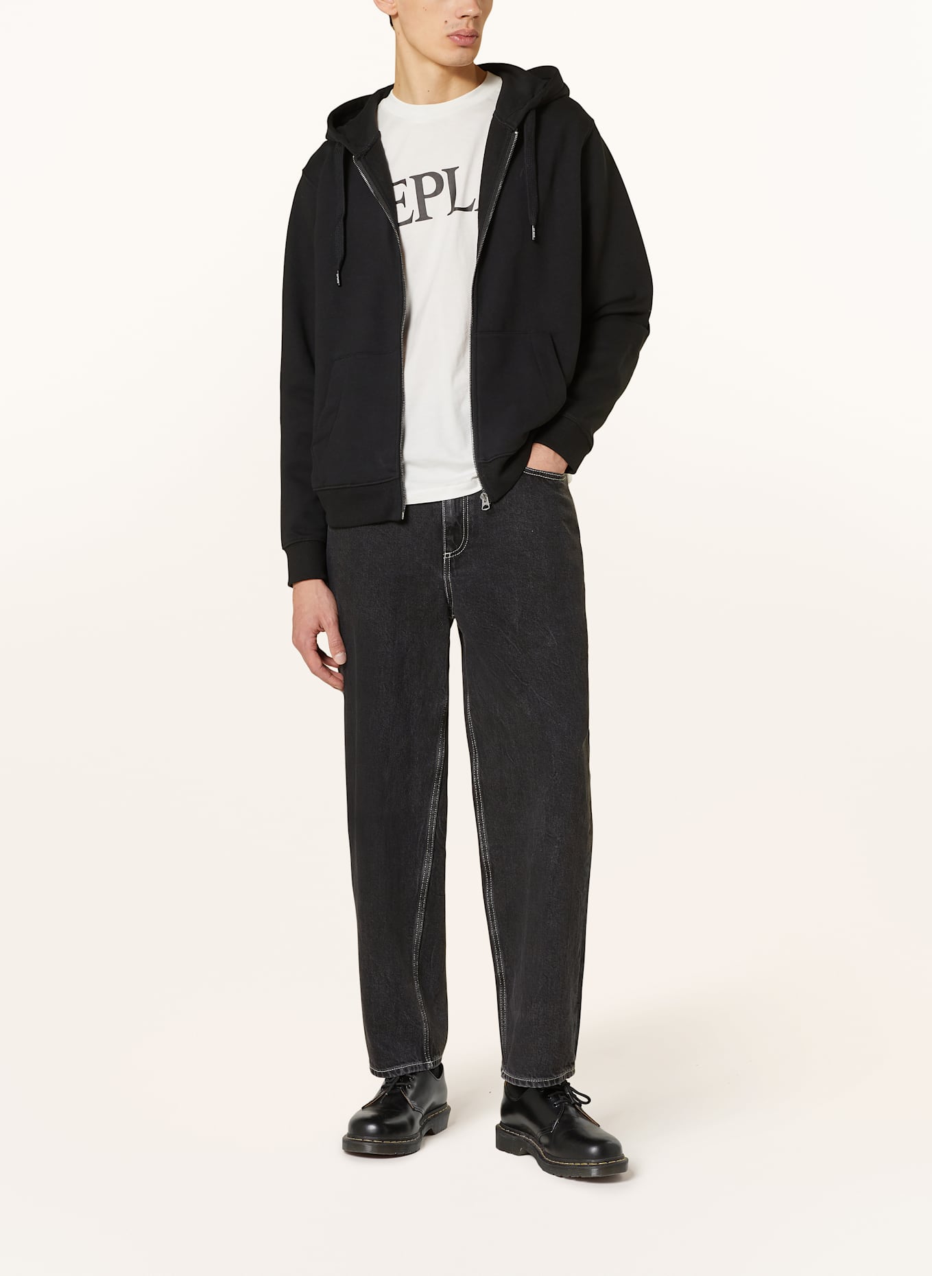 REPLAY Bluza rozpinana: CZARNY