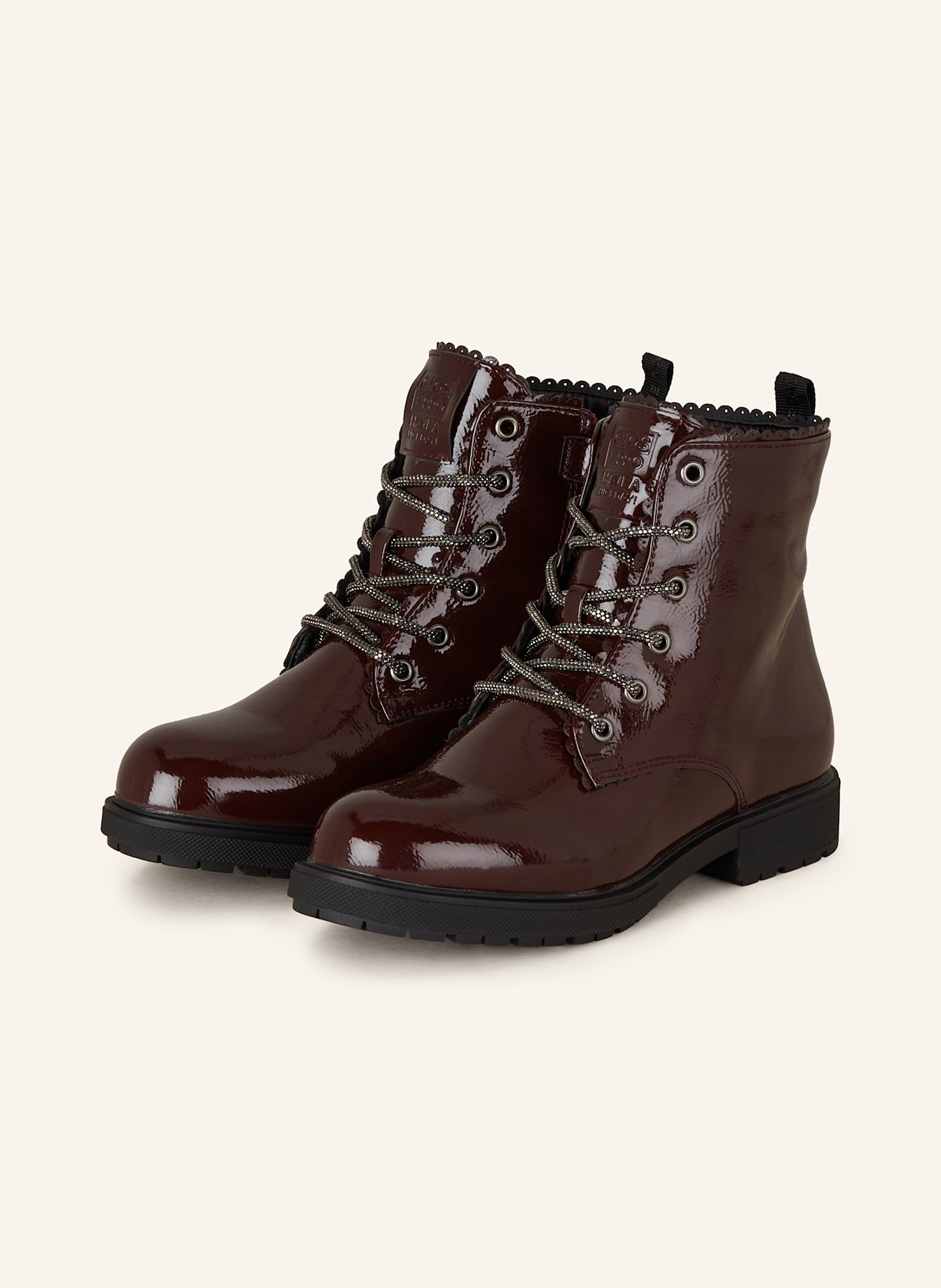 GIOSEPPO Schnürboots mit Schmucksteinen: DUNKELROT