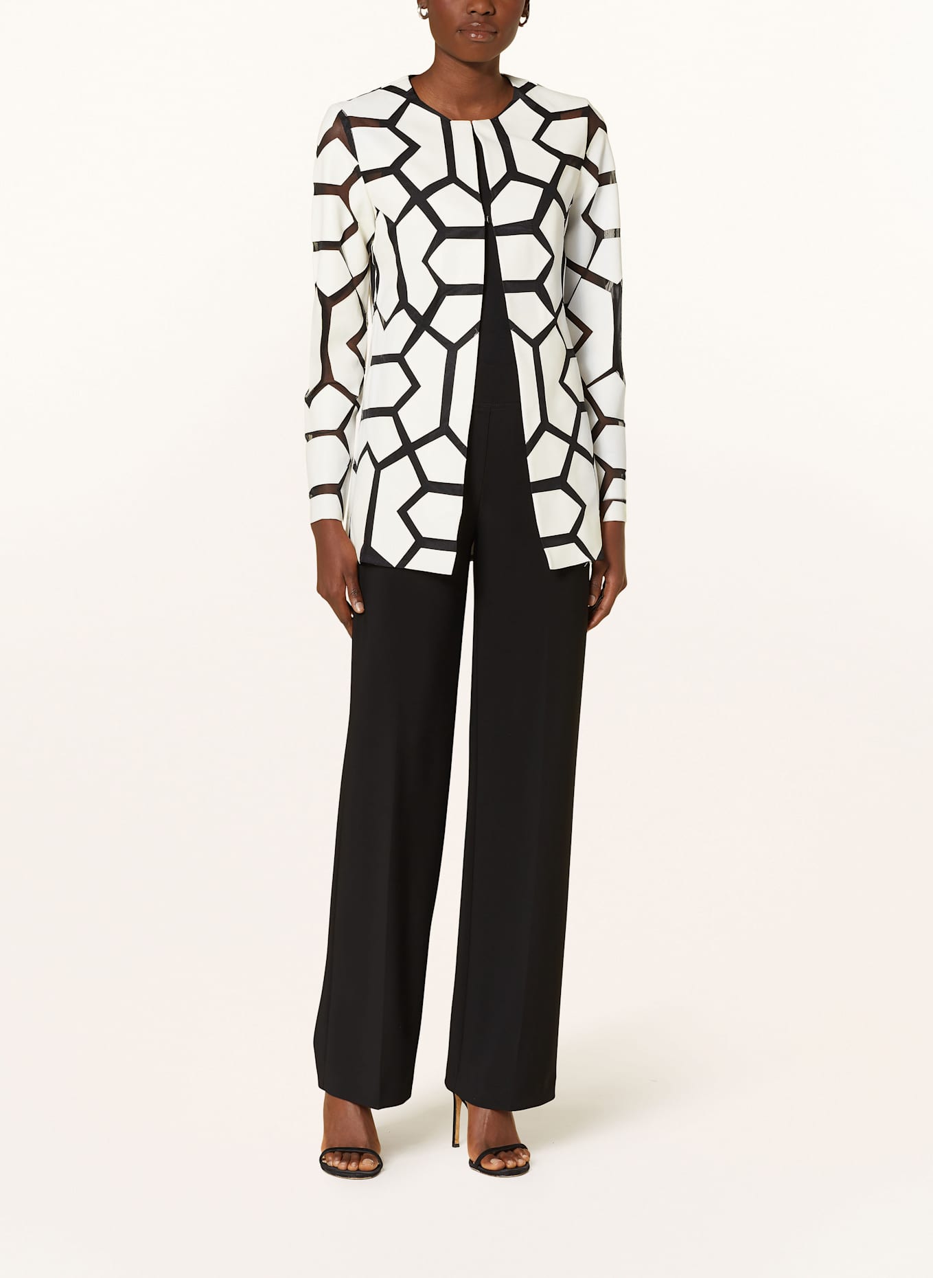 Joseph Ribkoff Jacke in Lederoptik: SCHWARZ / WEISS