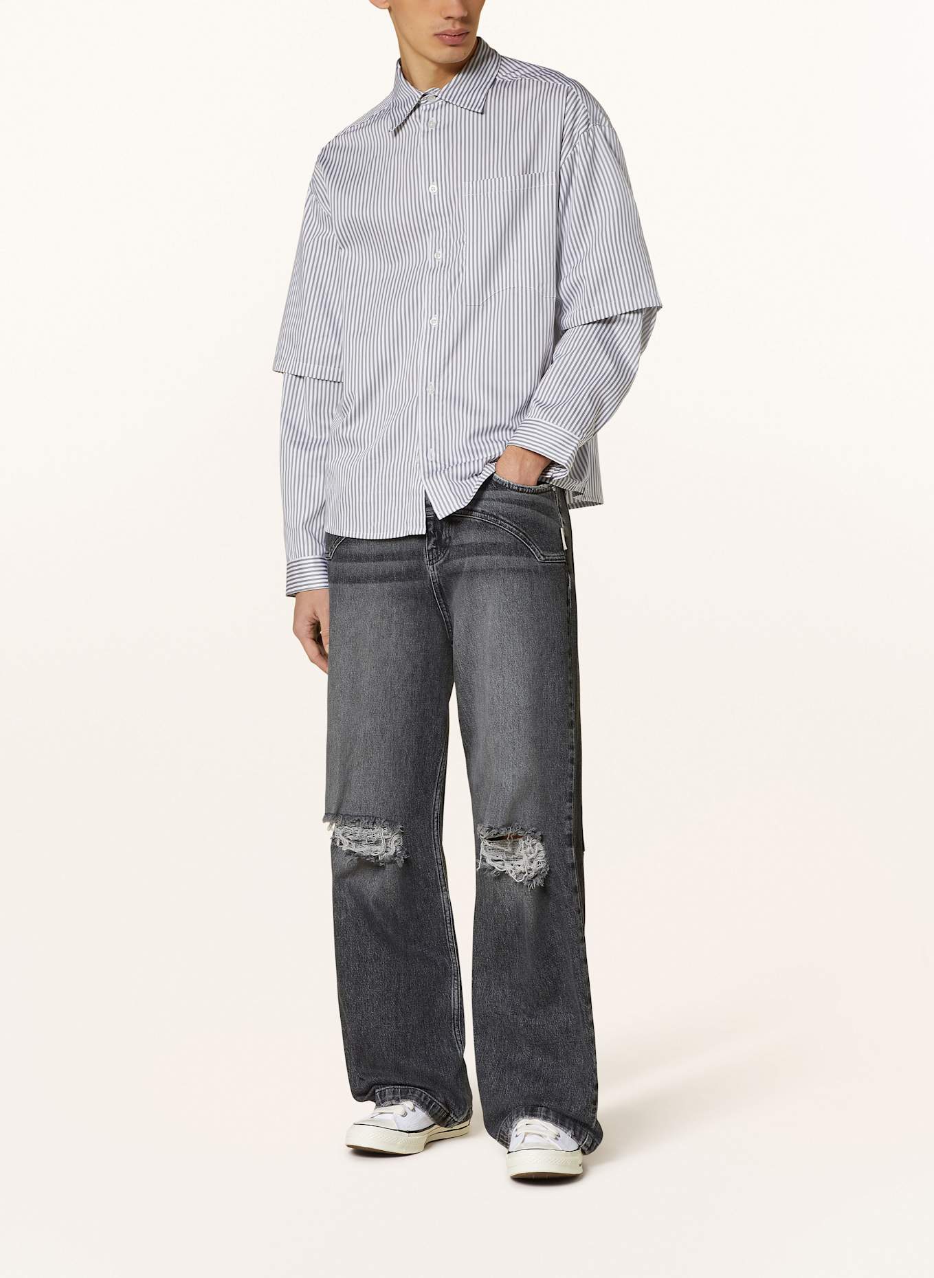 RETERNITY Hemd Comfort Fit: WEISS / GRAU