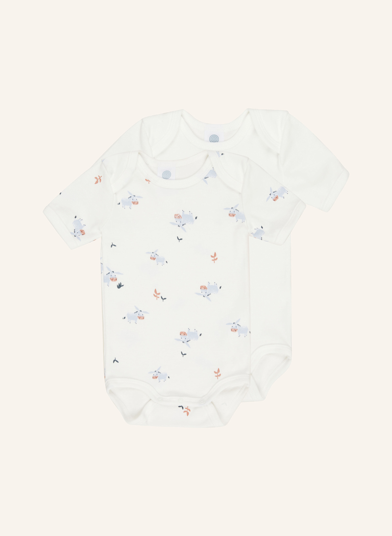 Sanetta 2er-Pack Bodies: WEISS / HELLBLAU / BRAUN