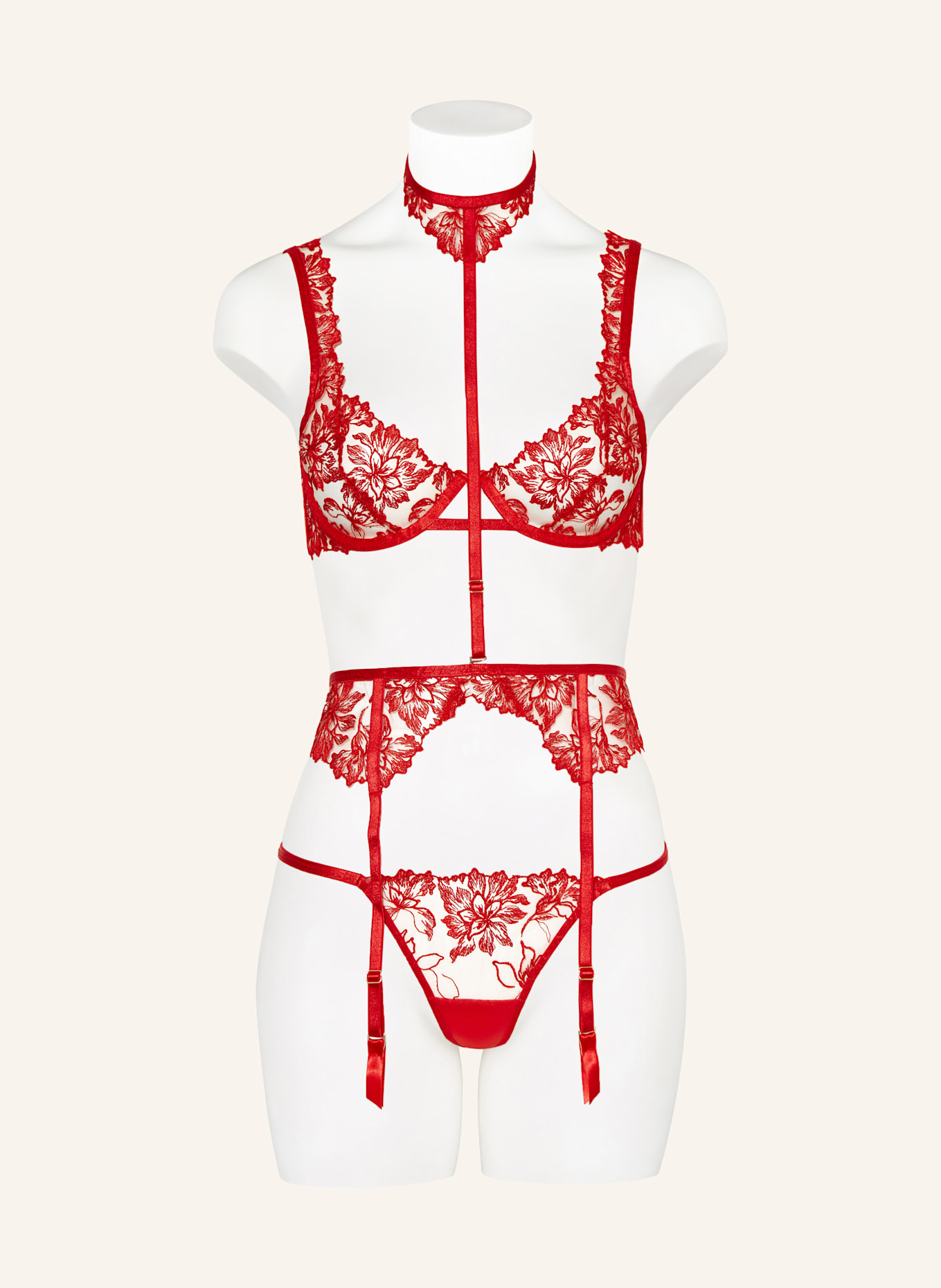 BLUEBELLA Strumpfhalter SAMARA mit Harness: ROT