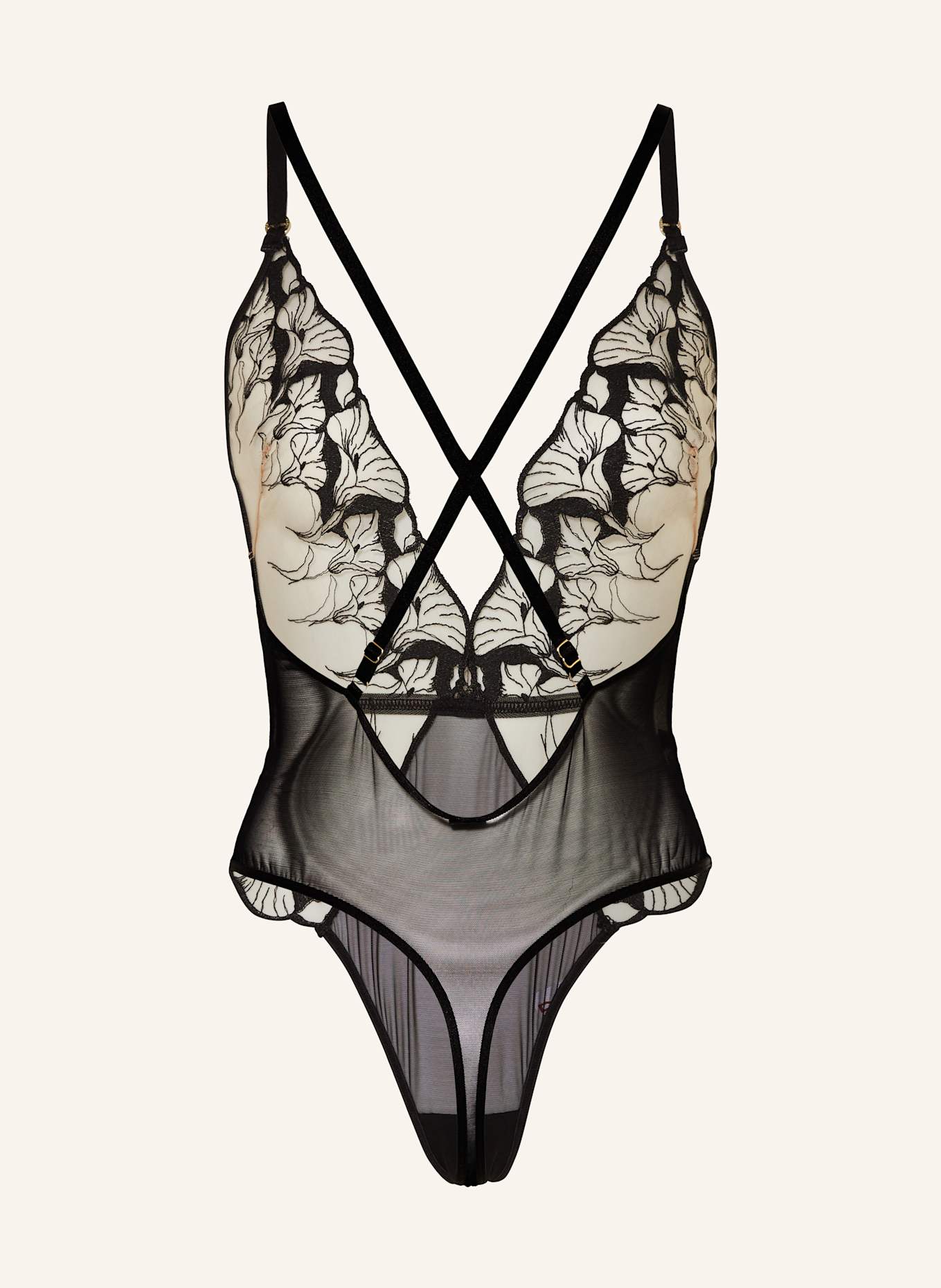 BLUEBELLA Body ze stringami KALMIA: CZARNY / BEŻOWY