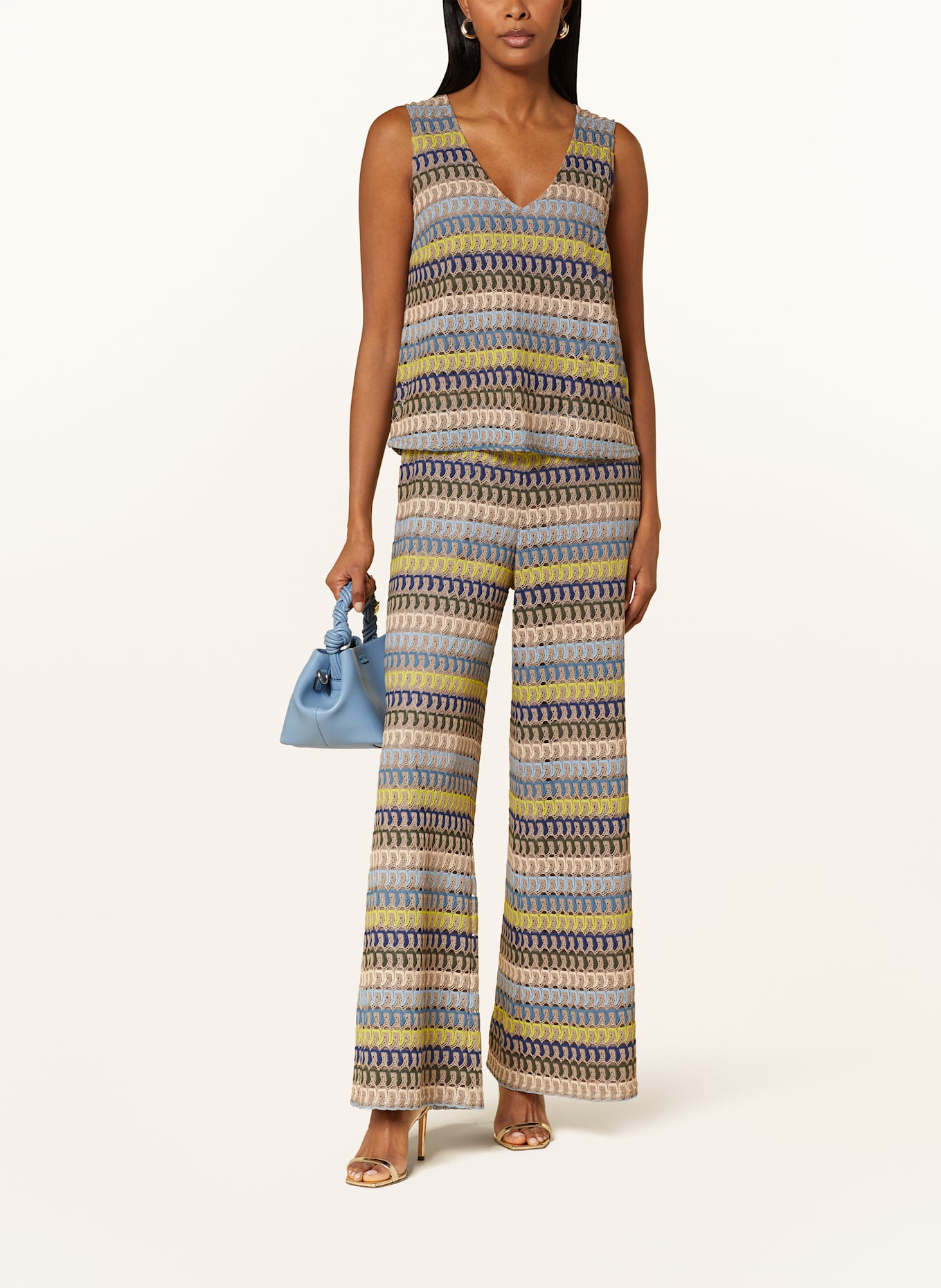 ROBE LÉGÈRE Strick-Jumpsuit: OLIV / BLAU / DUNKELGELB