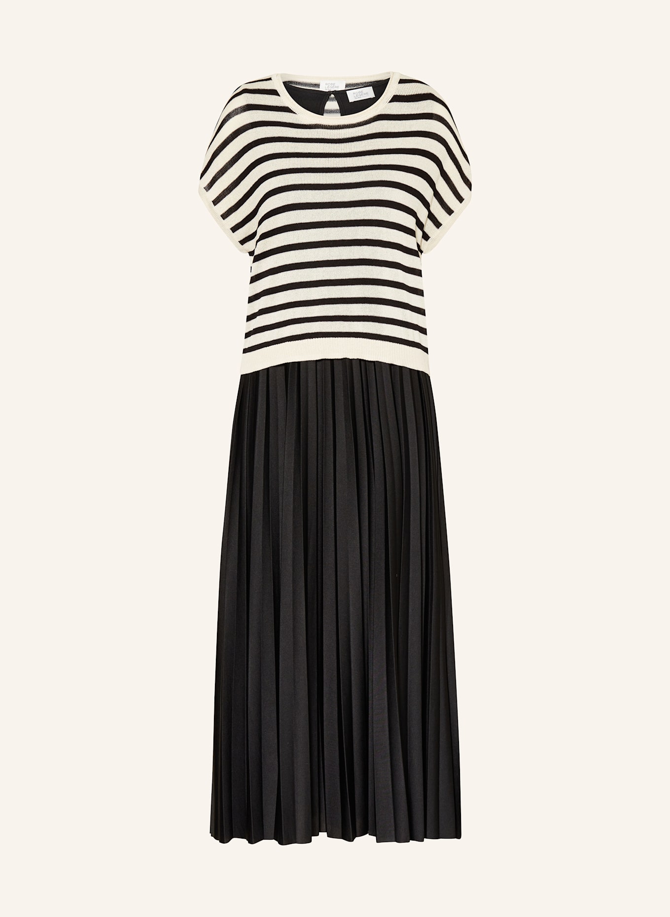ROBE LÉGÈRE Set: Strickshirt und Plisseekleid: SCHWARZ / CREME