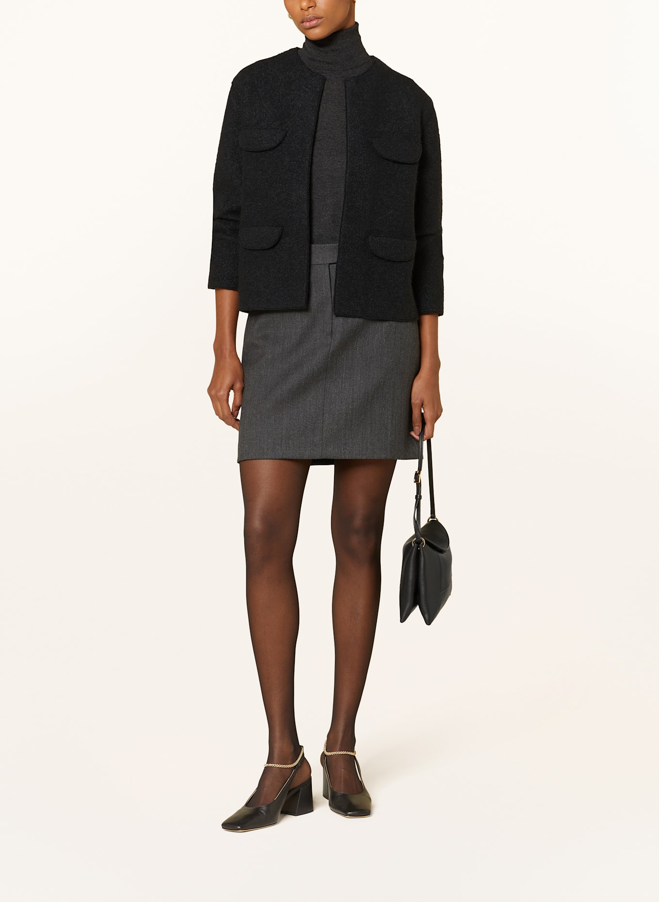 lunaria cashmere Bouclé-Jacke mit Seide und Cashmere: SCHWARZ