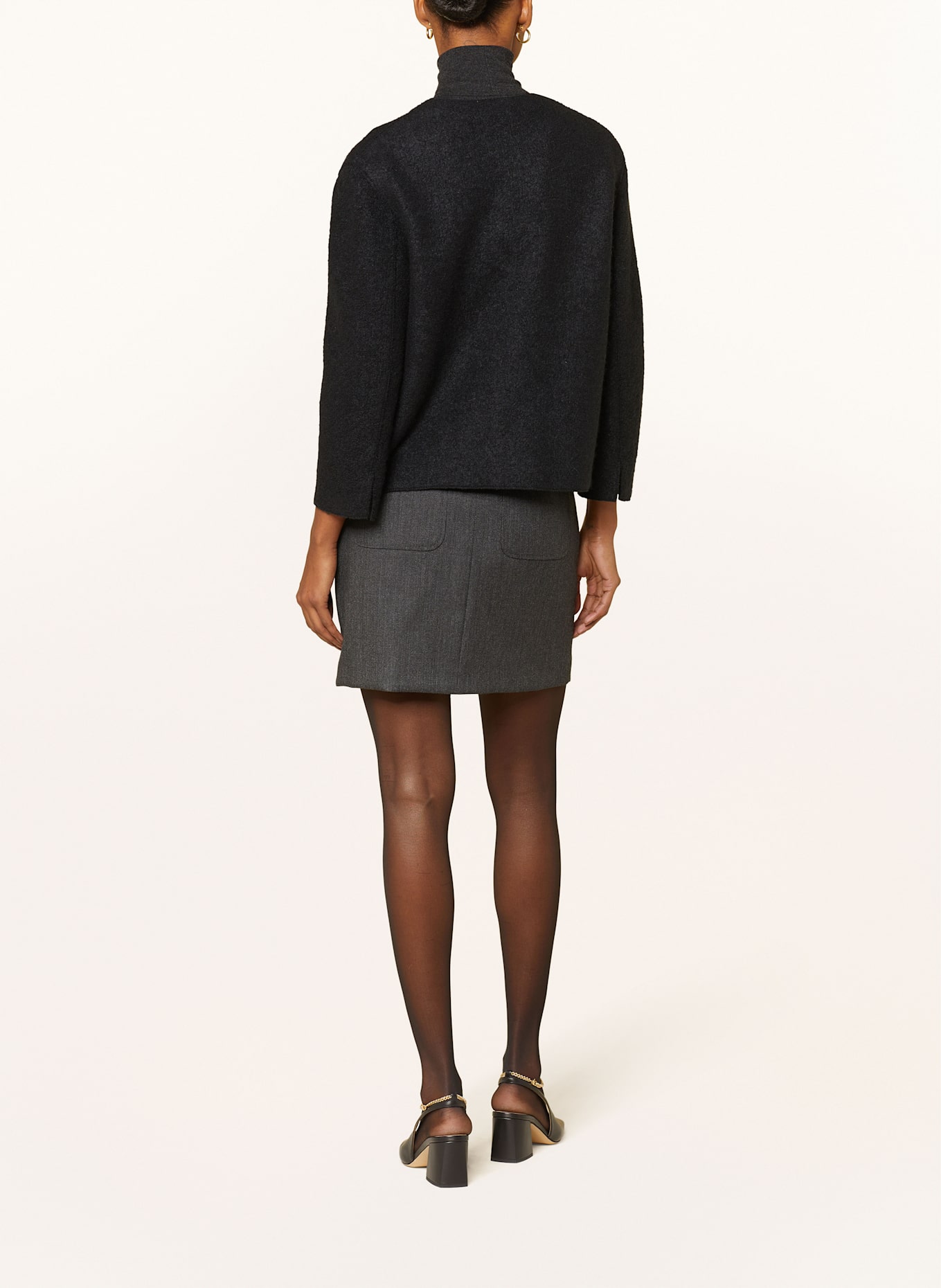 lunaria cashmere Bouclé-Jacke mit Seide und Cashmere: SCHWARZ