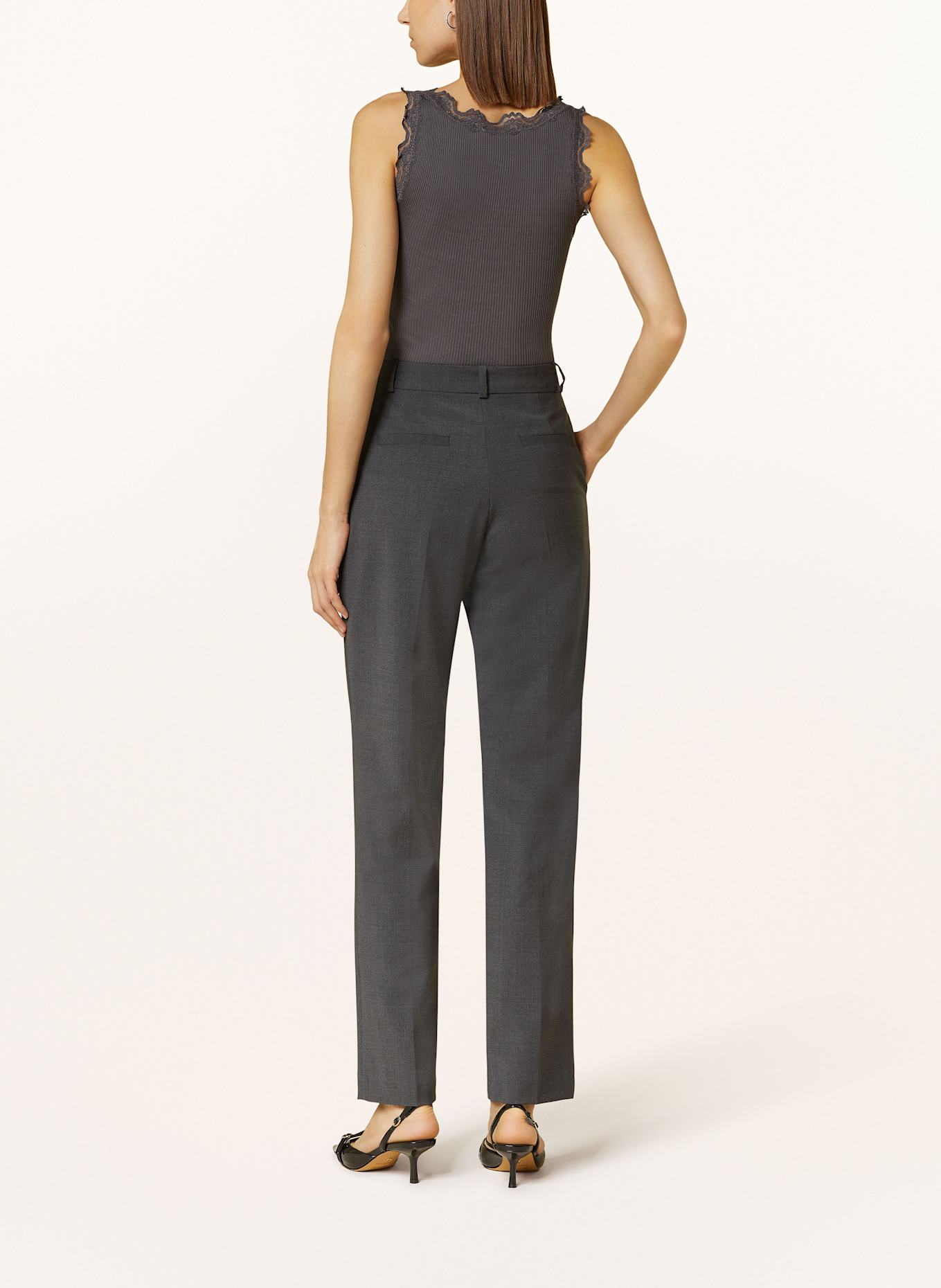 rosemunde Silk top BABETTE with lace: DARK GRAY