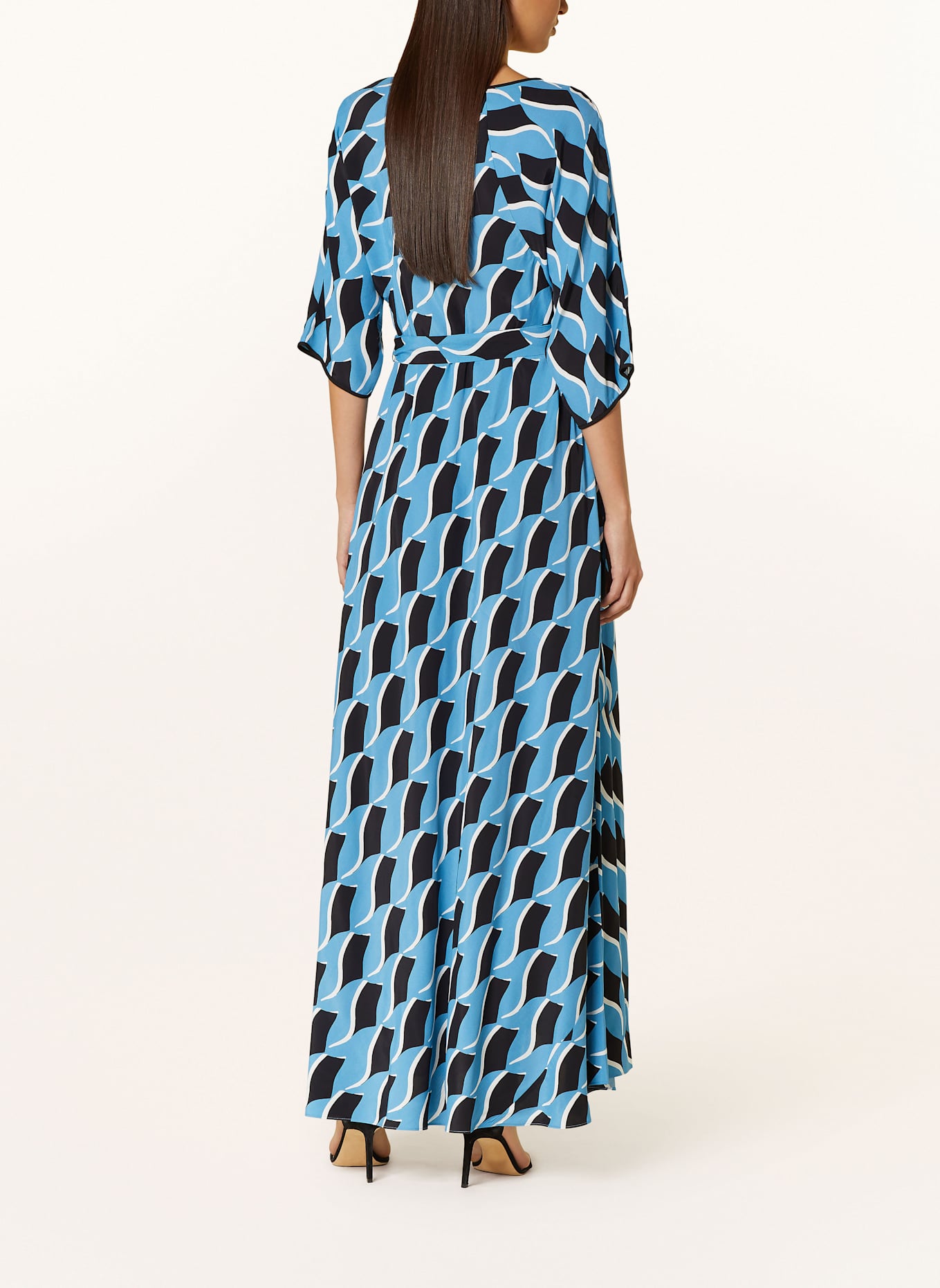 DIANE VON FURSTENBERG Kleid ELOISE in Wickeloptik: BLAU / WEISS / SCHWARZ