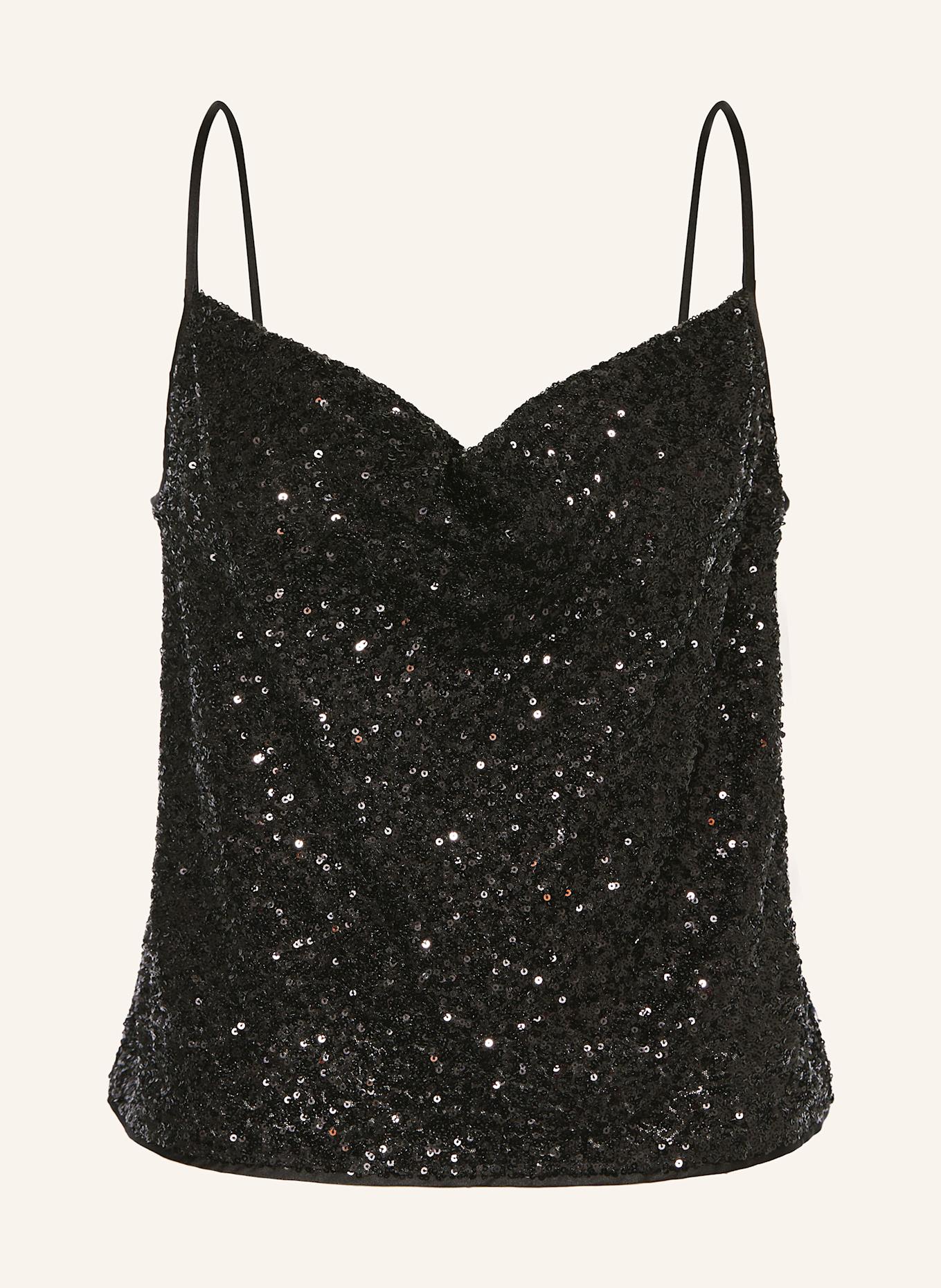 Black sequin cami top hot sale