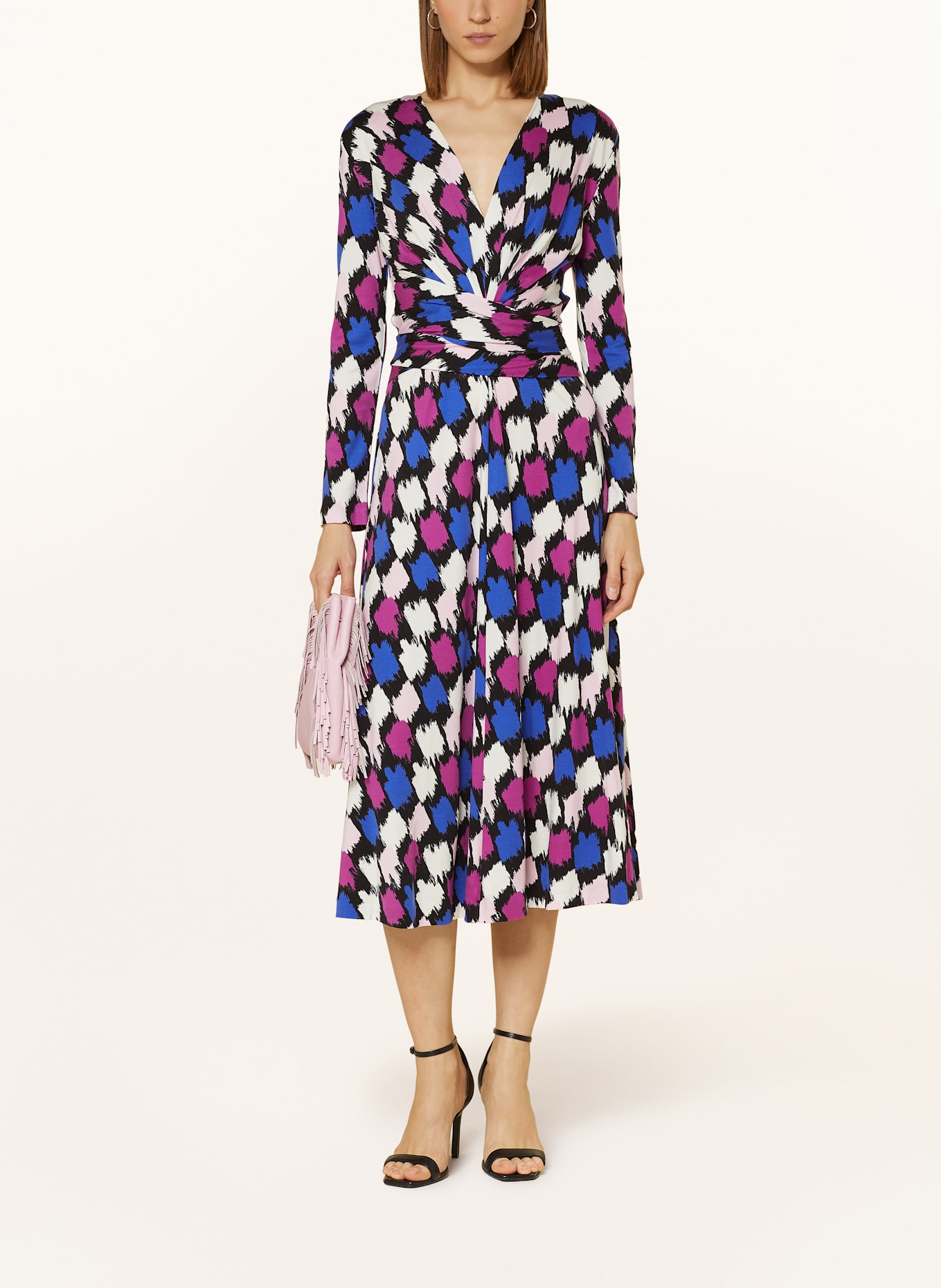 DIANE VON FURSTENBERG DOROTHEE jersey dress: BLUE/ WHITE/ FUCHSIA