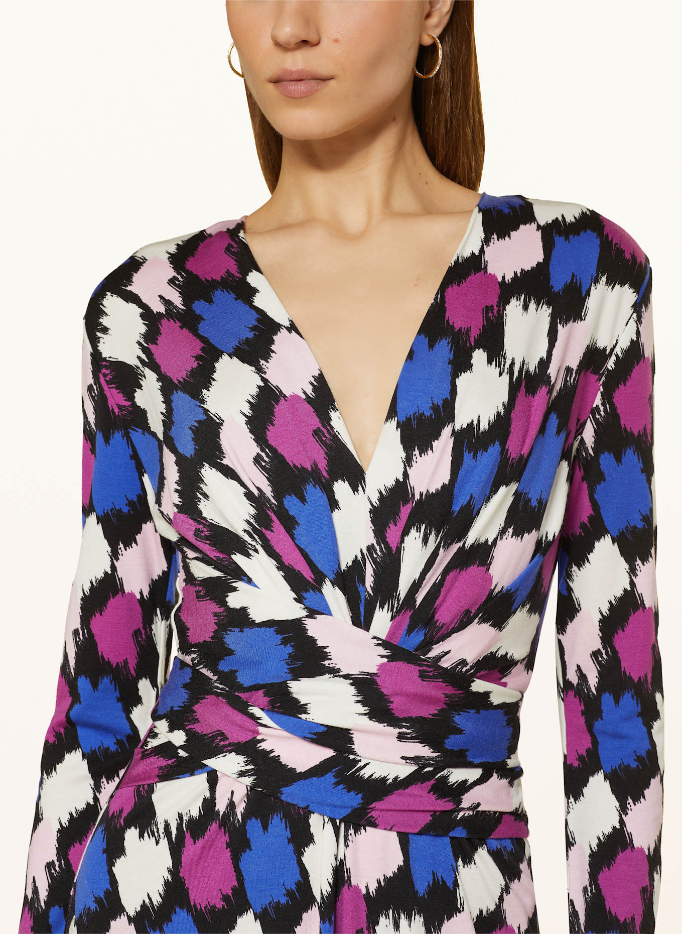 DIANE VON FURSTENBERG DOROTHEE jersey dress: BLUE/ WHITE/ FUCHSIA