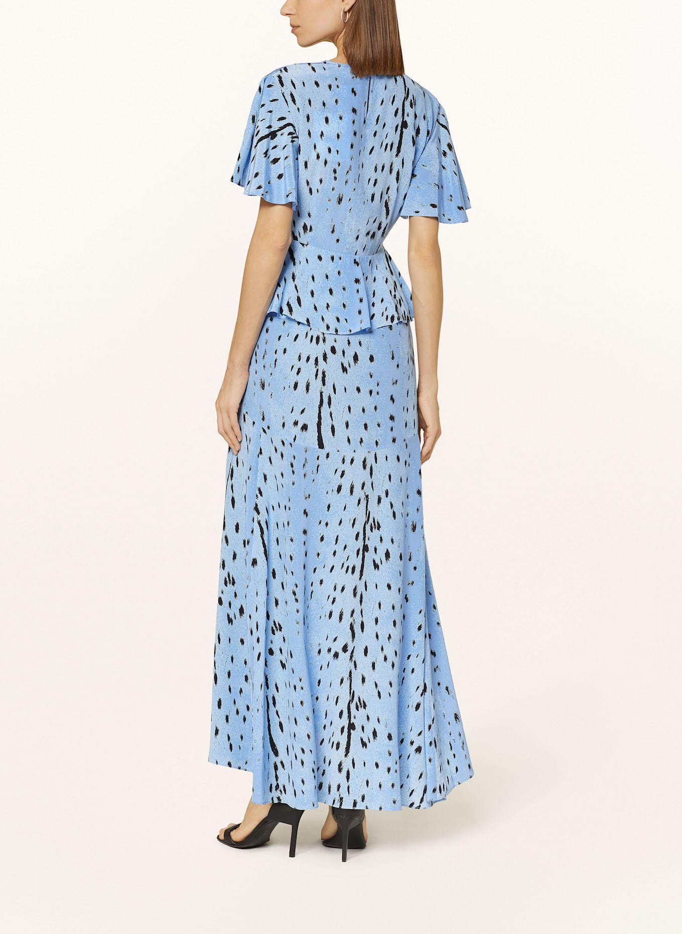 DIANE VON FURSTENBERG Satin dress LEVANA: LIGHT BLUE/ BLACK