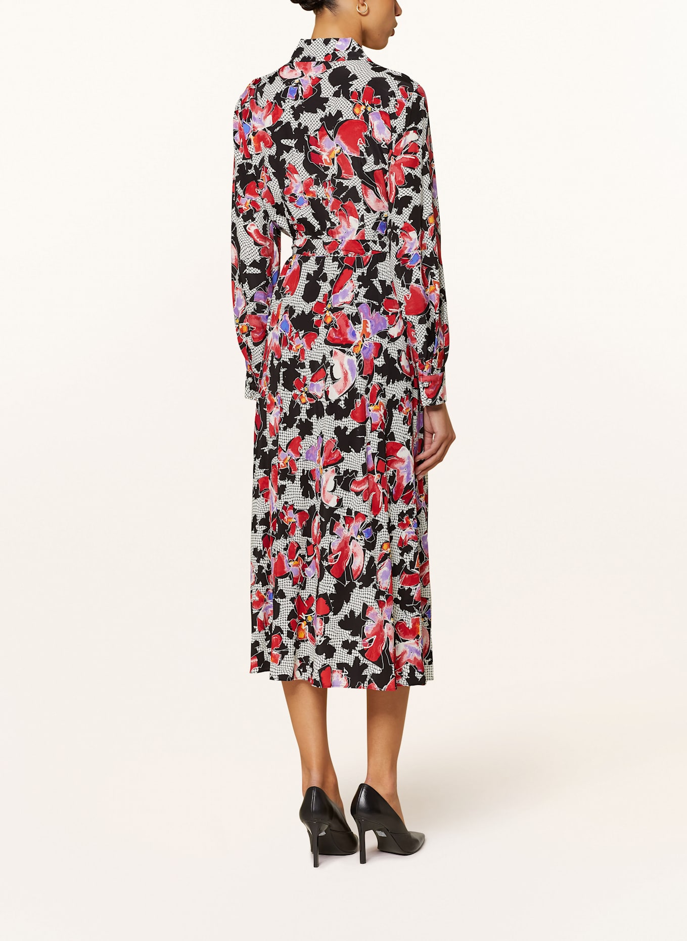 DIANE VON FURSTENBERG Shirt dress TORI: RED/ BLACK/ PURPLE