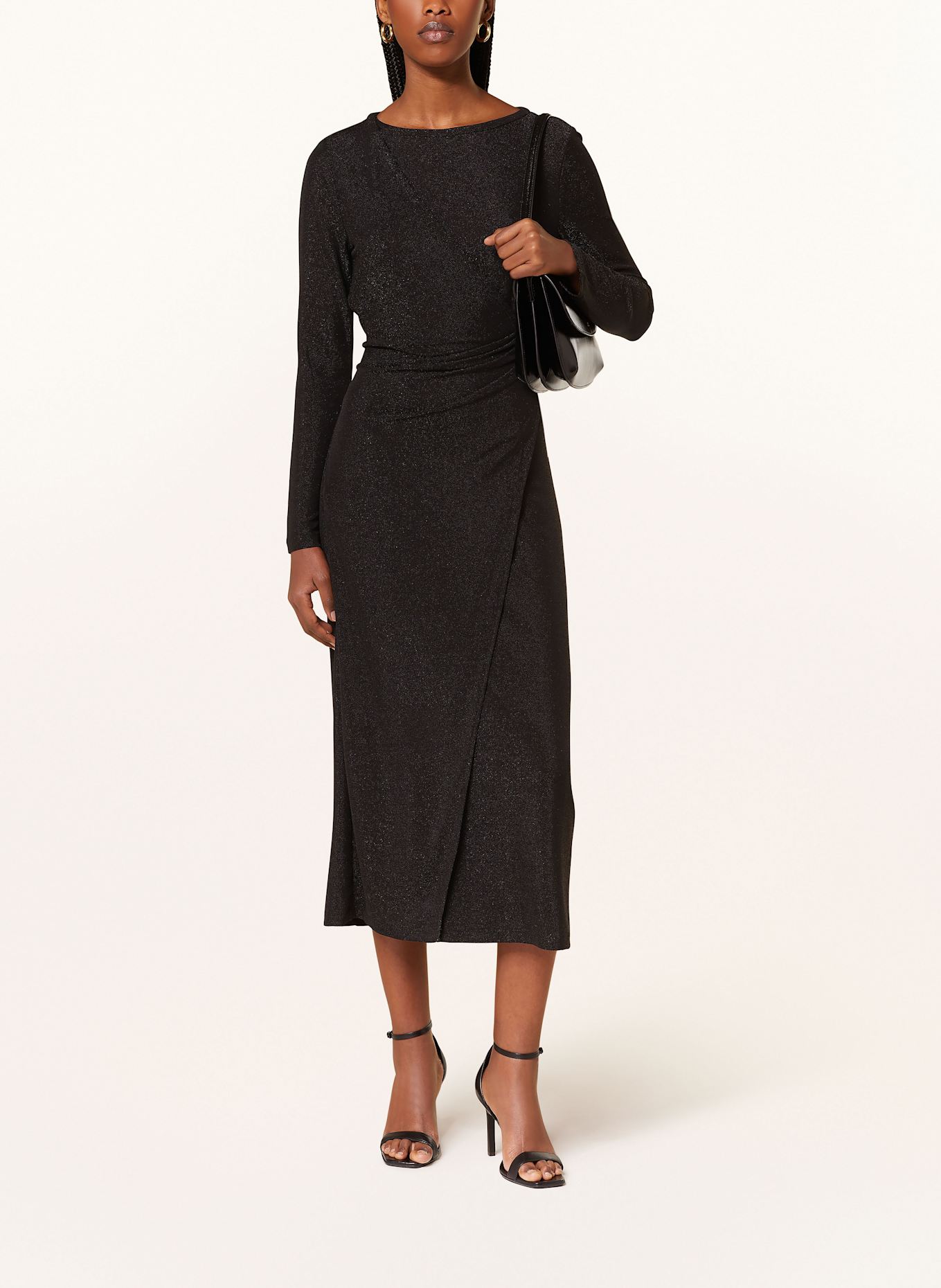 DIANE VON FURSTENBERG SIMONA wrap dress with glitter thread: BLACK