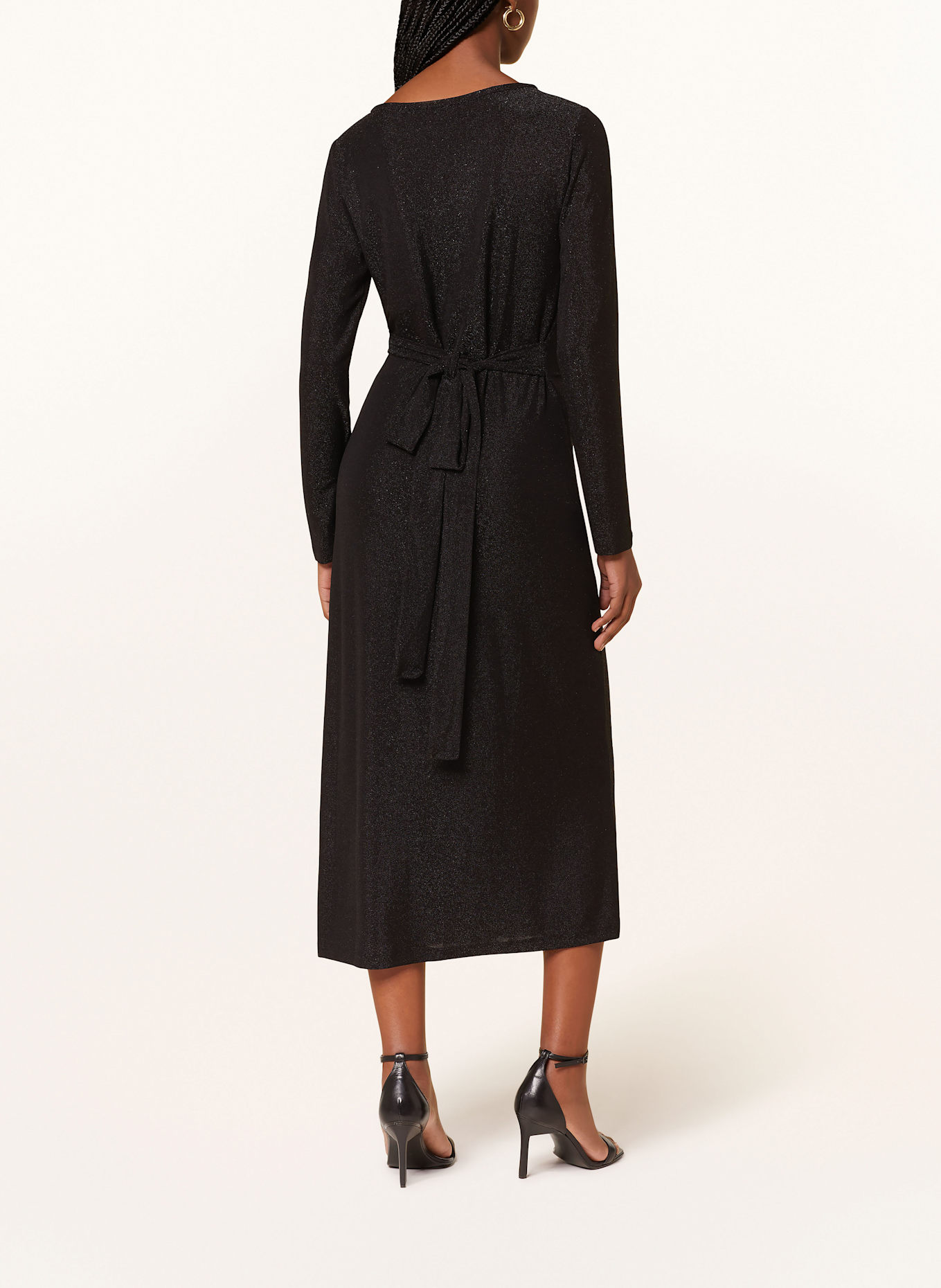 DIANE VON FURSTENBERG SIMONA wrap dress with glitter thread: BLACK