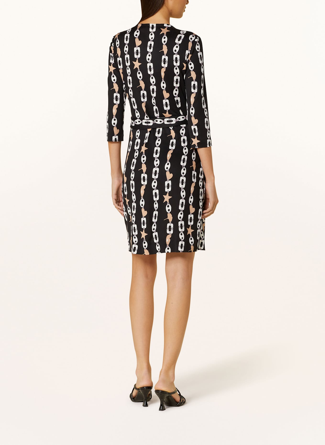 DIANE VON FURSTENBERG Wickelkleid NEW JULIAN aus Seide: SCHWARZ / WEISS / BEIGE