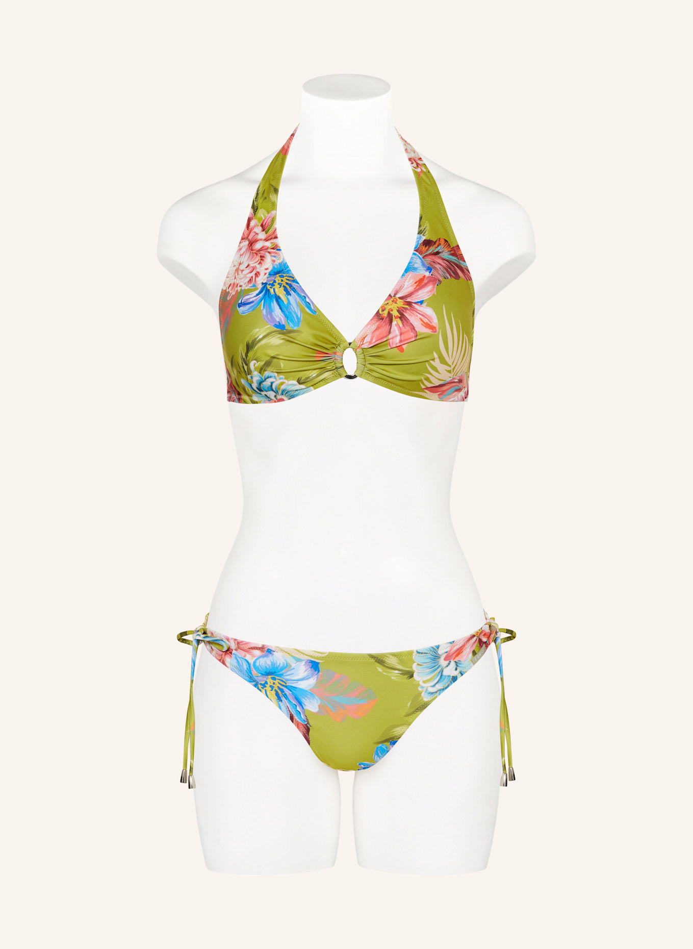 Lidea Neckholder-Bikini-Top BOTANIC BURST: HELLGRÜN/ BLAU/ HELLROT