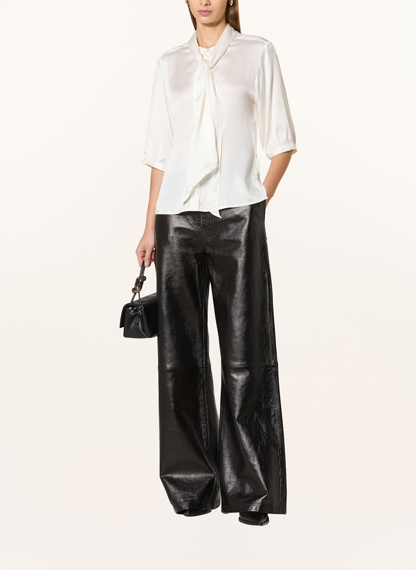 DANTE6 Seidenbluse VAILA mit Schluppe und 3/4-Arm: ECRU