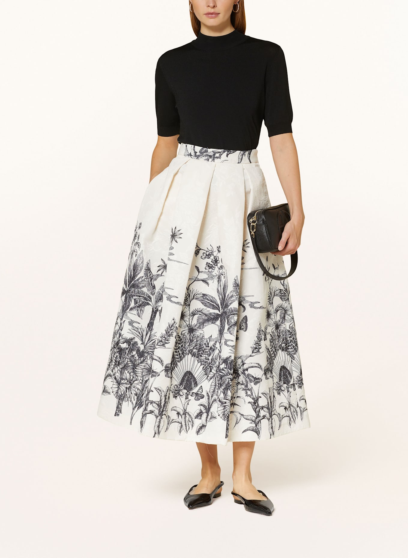 LUNATICA MILANO Žakárová sukně: ČERNÁ / BÍLÁ