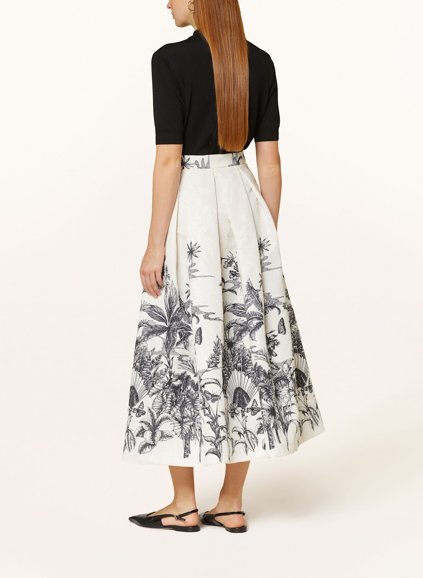 LUNATICA MILANO Žakárová sukně: ČERNÁ / BÍLÁ