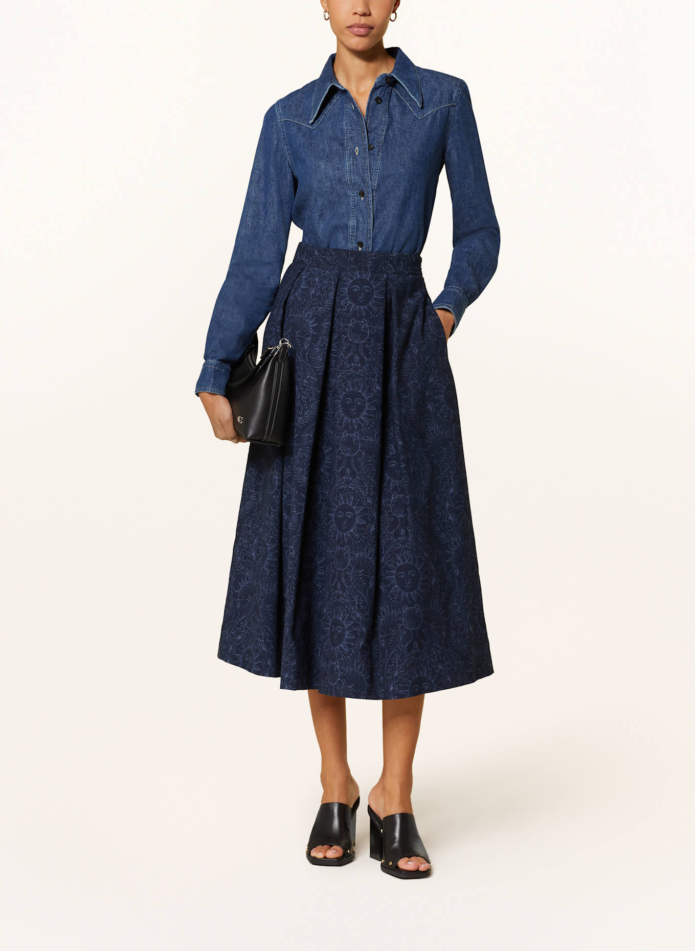 LUNATICA MILANO Denim skirt, Color: DARK BLUE (Image 2)