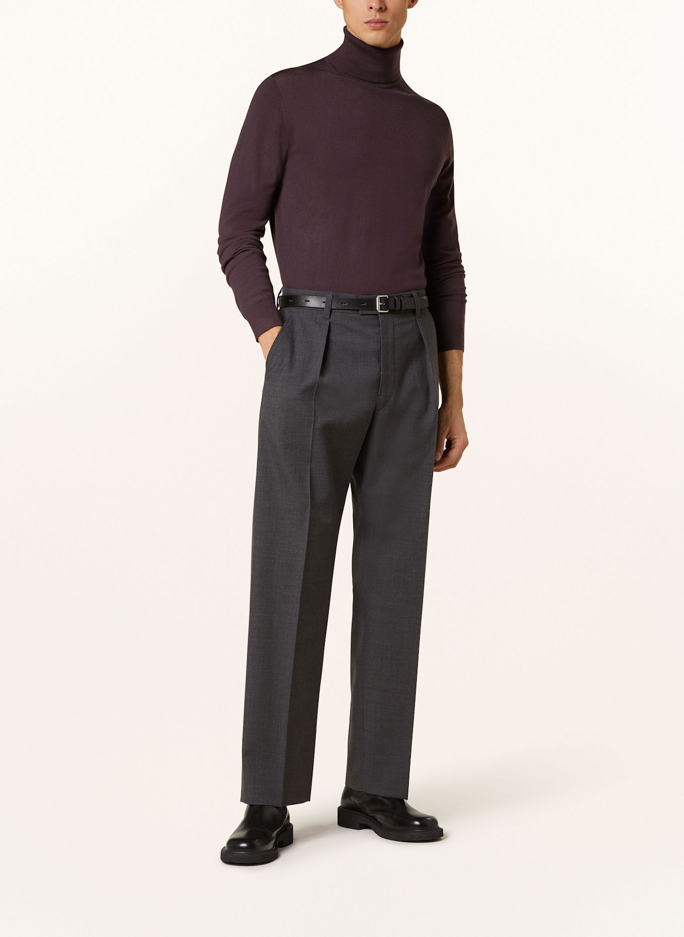 REISS Rollkragenpullover CAINE aus Merinowolle: DUNKELROT