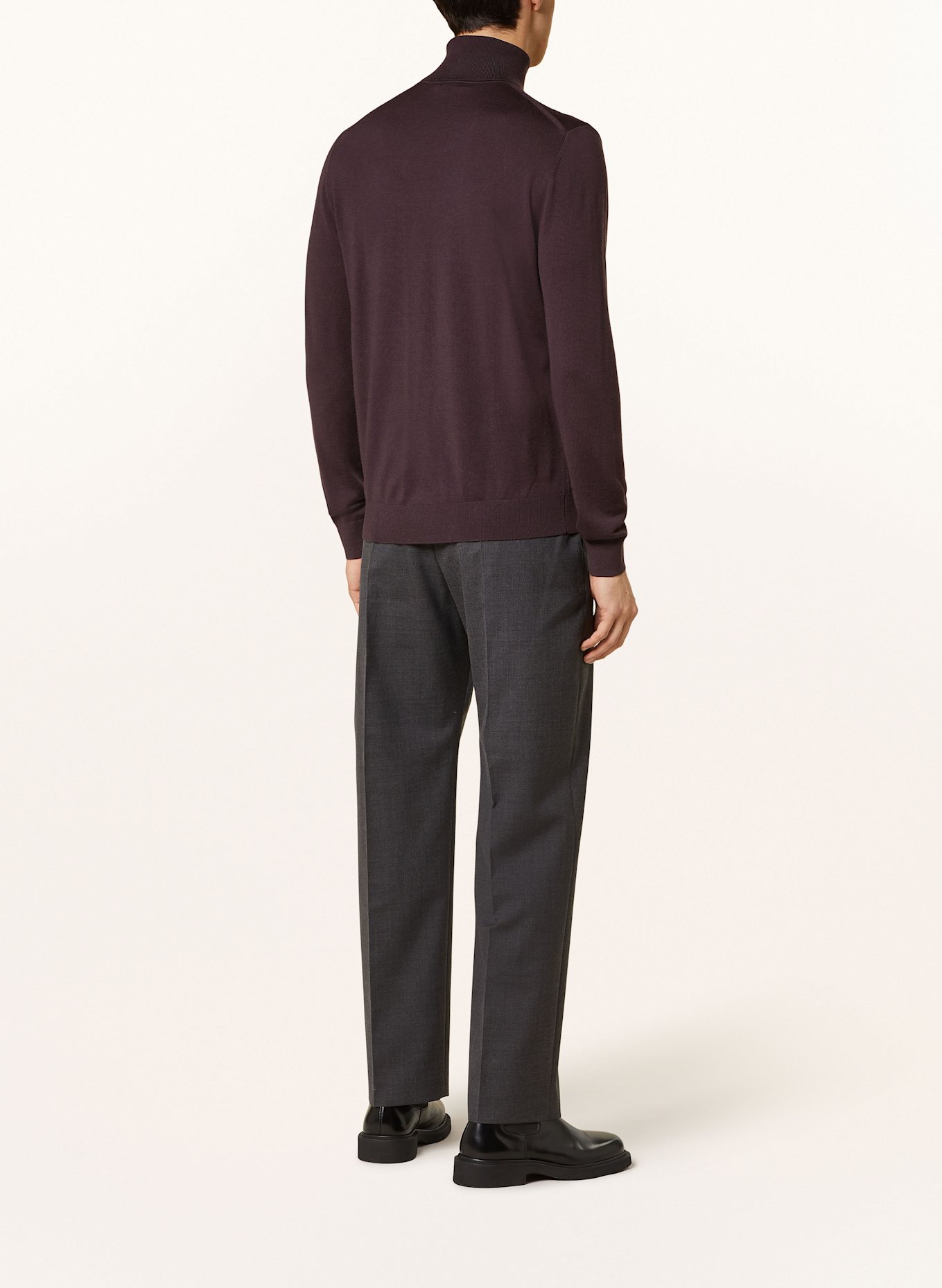 REISS Rollkragenpullover CAINE aus Merinowolle: DUNKELROT
