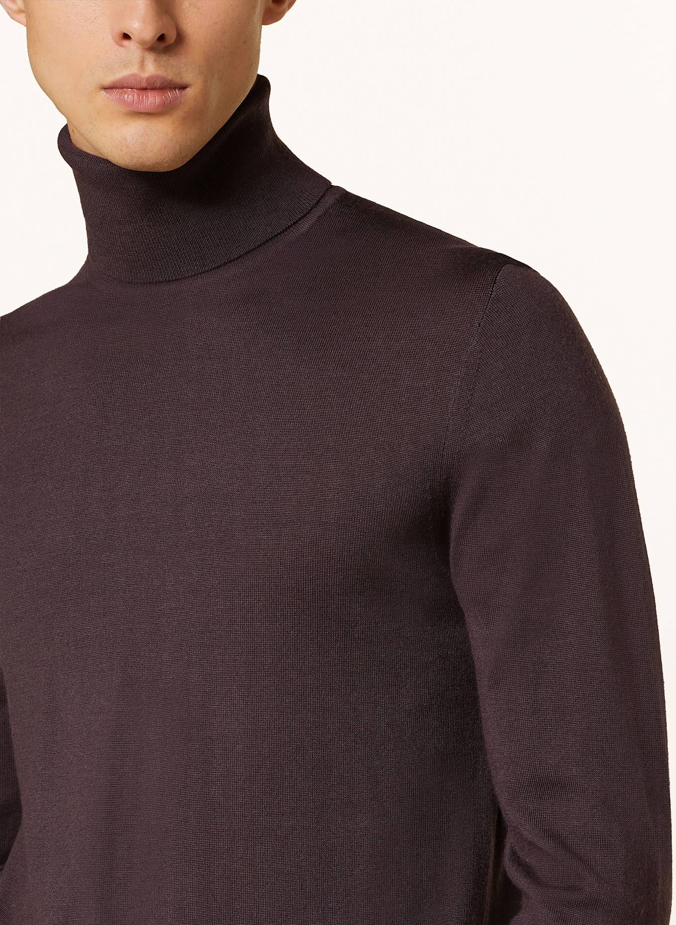 REISS Rollkragenpullover CAINE aus Merinowolle: DUNKELROT